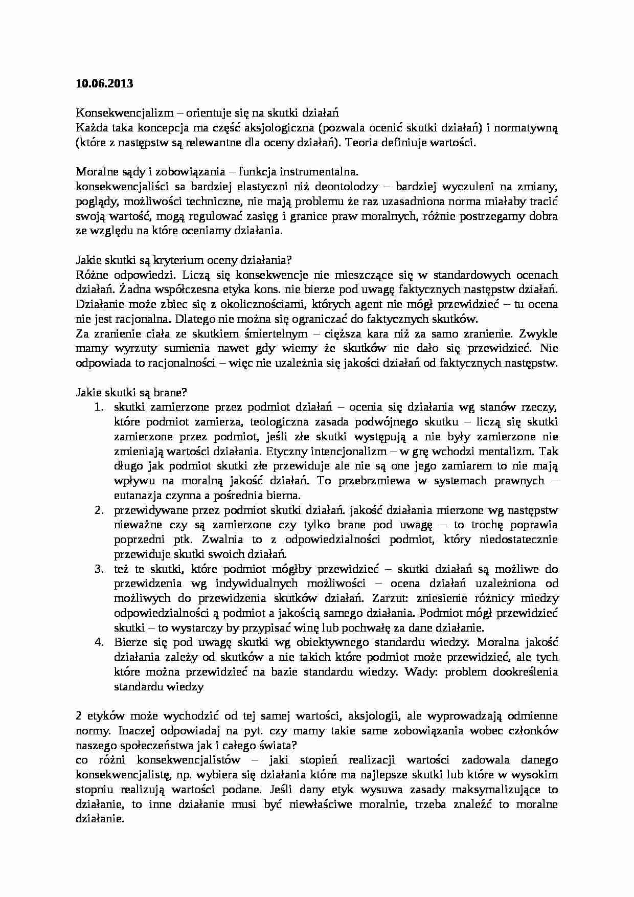  Konsekwencjalizm - omówienie - strona 1