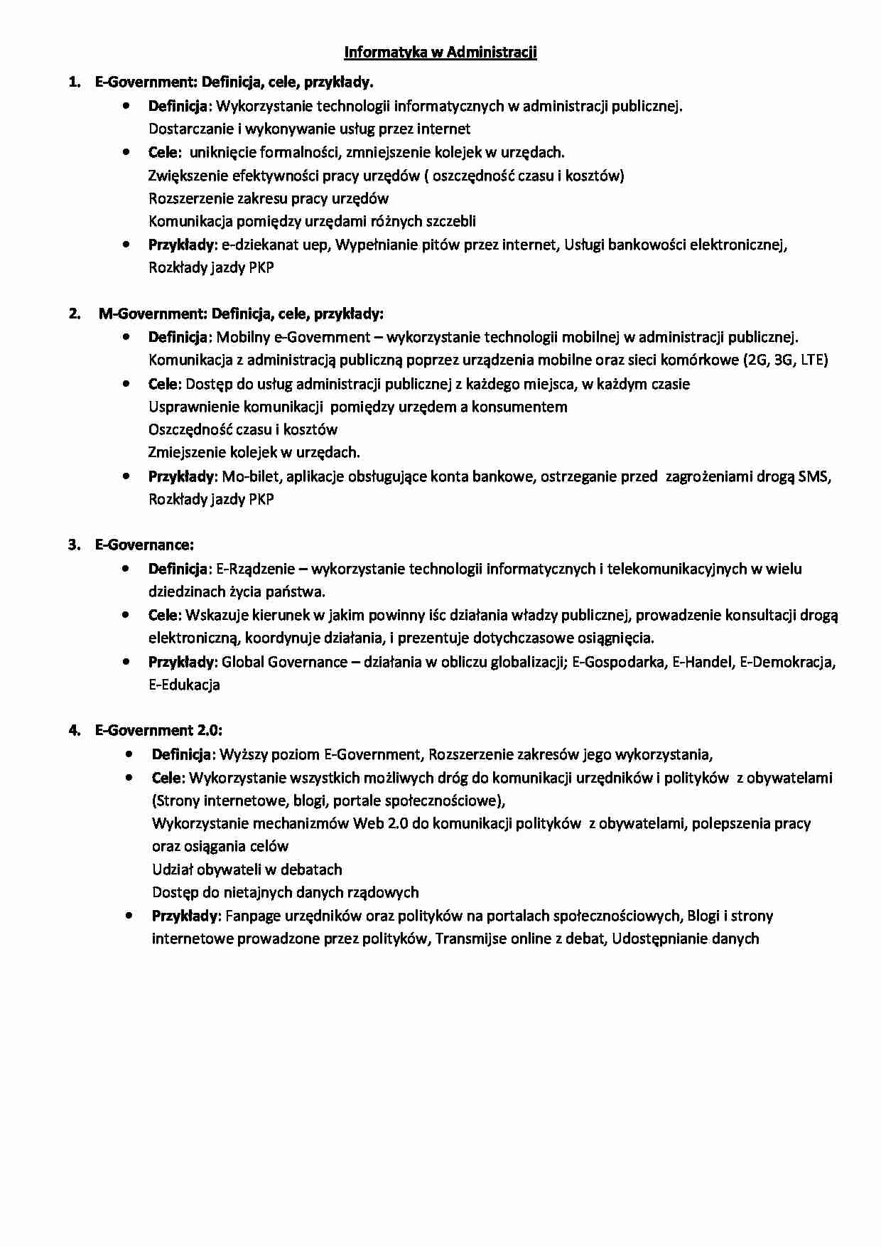 Informatyka w Administracji -  Opracowanie - strona 1