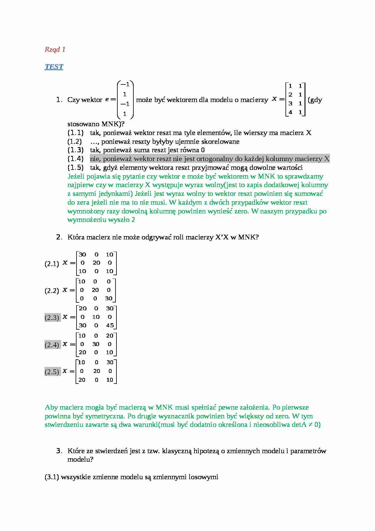 Ekonometria - Test - strona 1