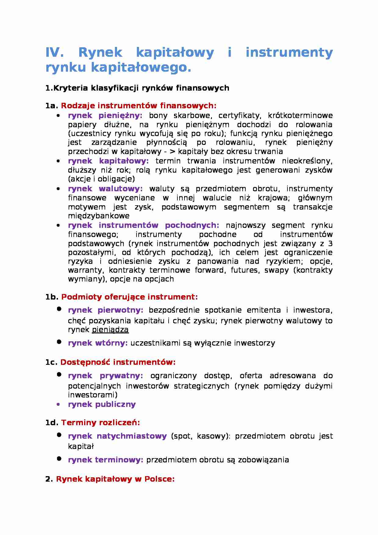 Rynek kapitałowy i jego instrumenty - wykład - strona 1