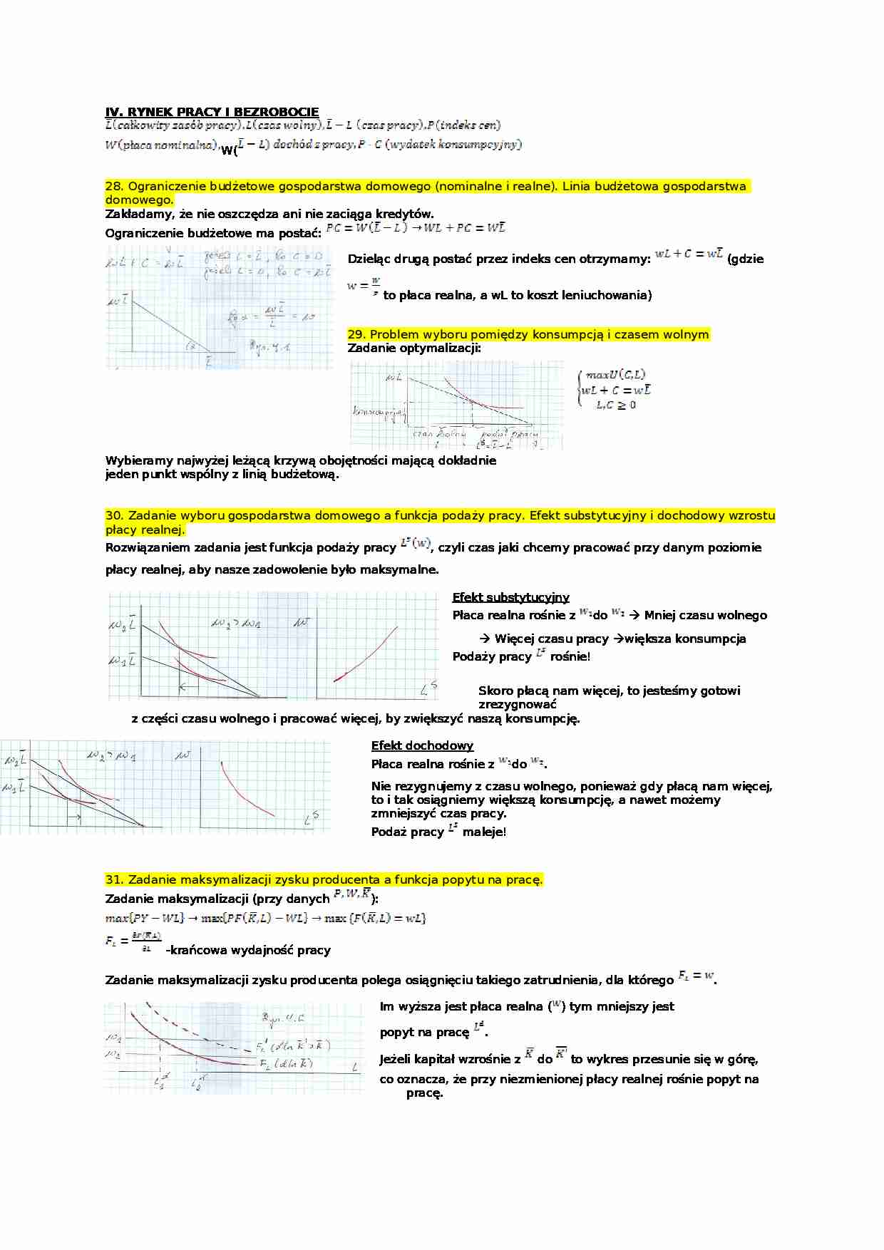 Rynek pracy i bezrobocie - opracowanie. - strona 1