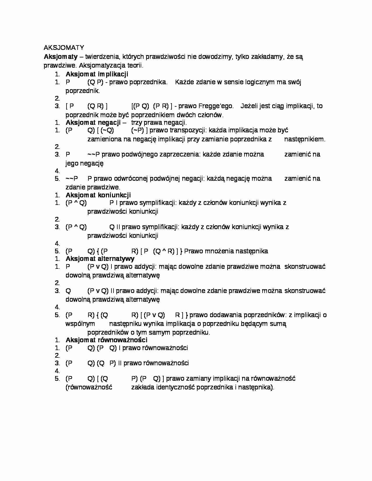  Logika -  Aksjomaty - omówienie - strona 1