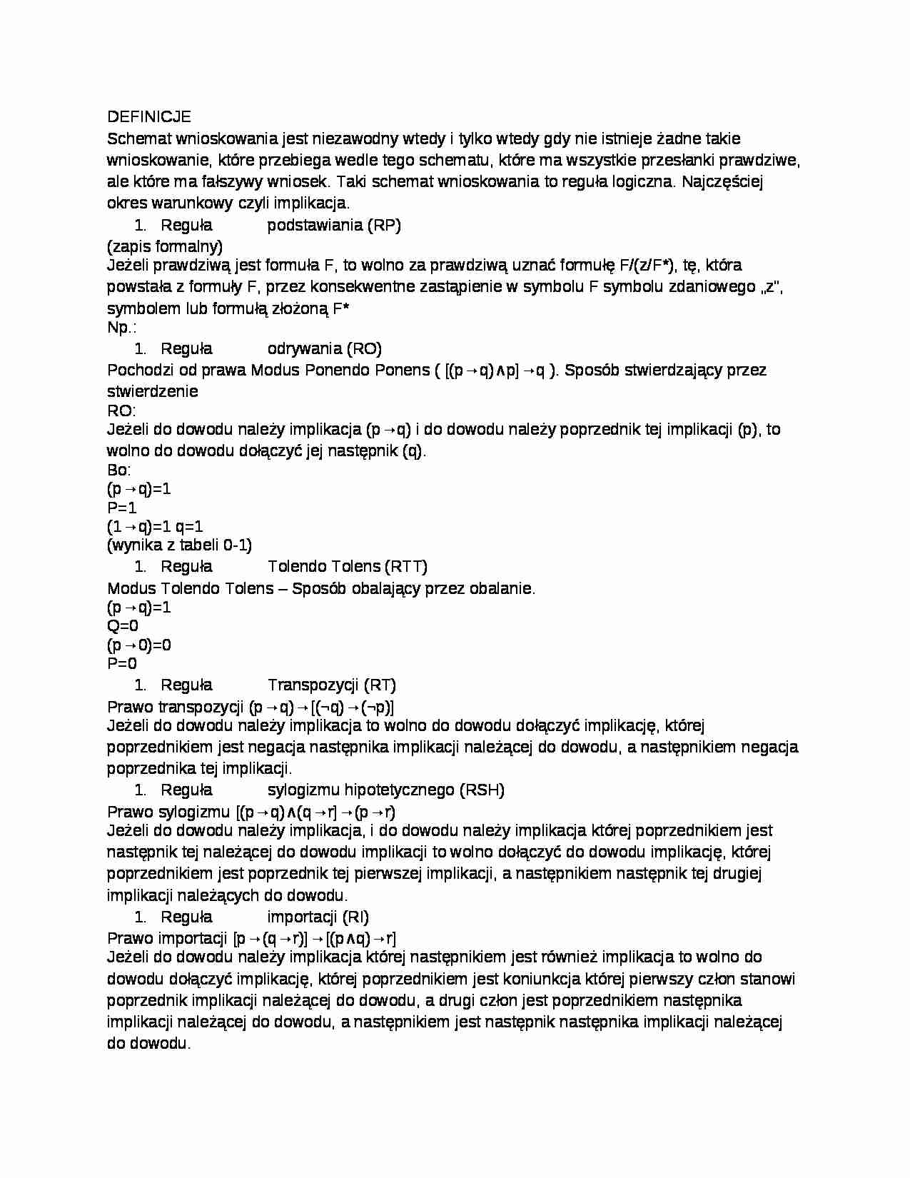 Logika -  Definicje - strona 1