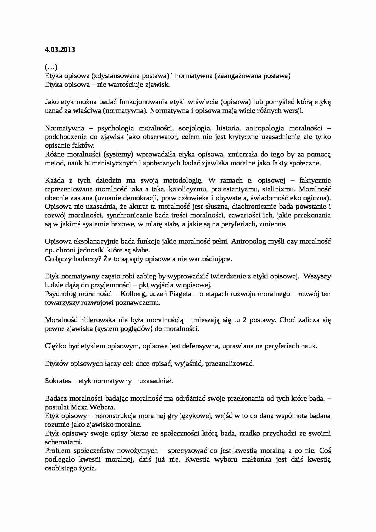  Etyka komunikacji - Etyka opisowa - omówienie - strona 1