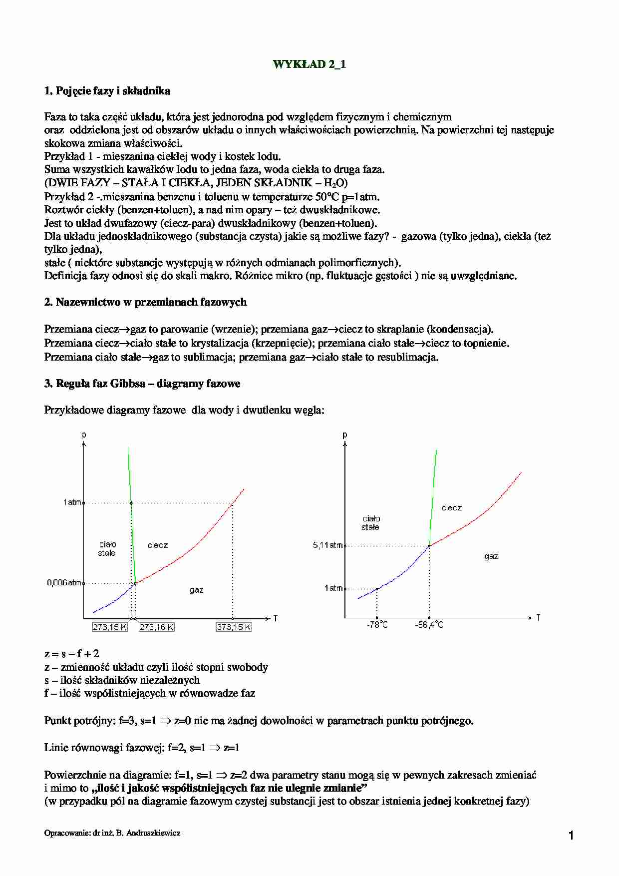 Wykład - Pojęcie fazy i składnika - strona 1