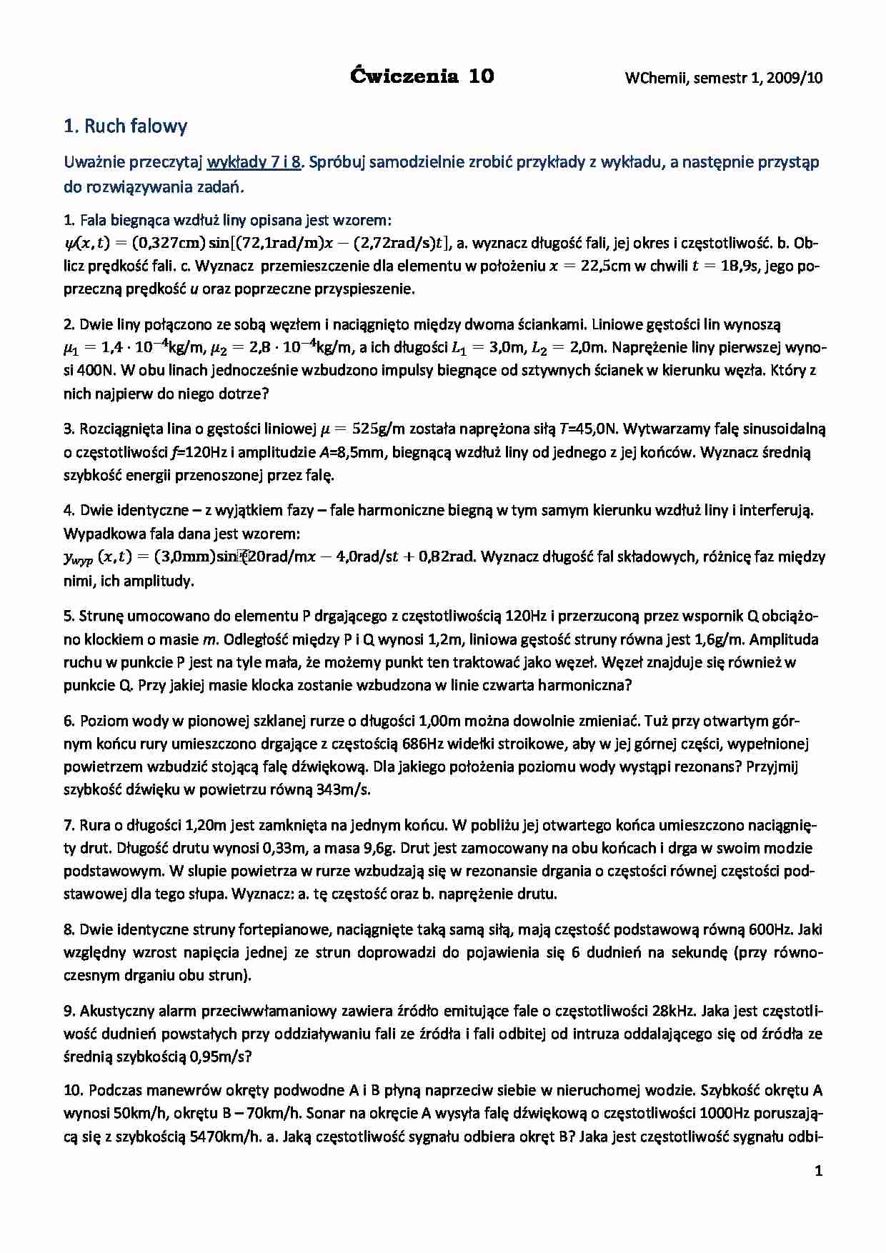 Ćwiczenia - Ruch falowy - strona 1