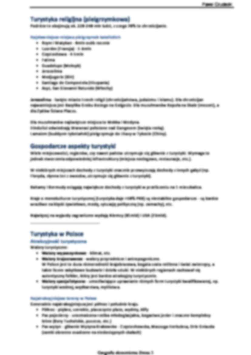 Geografia ekonomiczna - Turystyka - WYKŁAD - strona 2