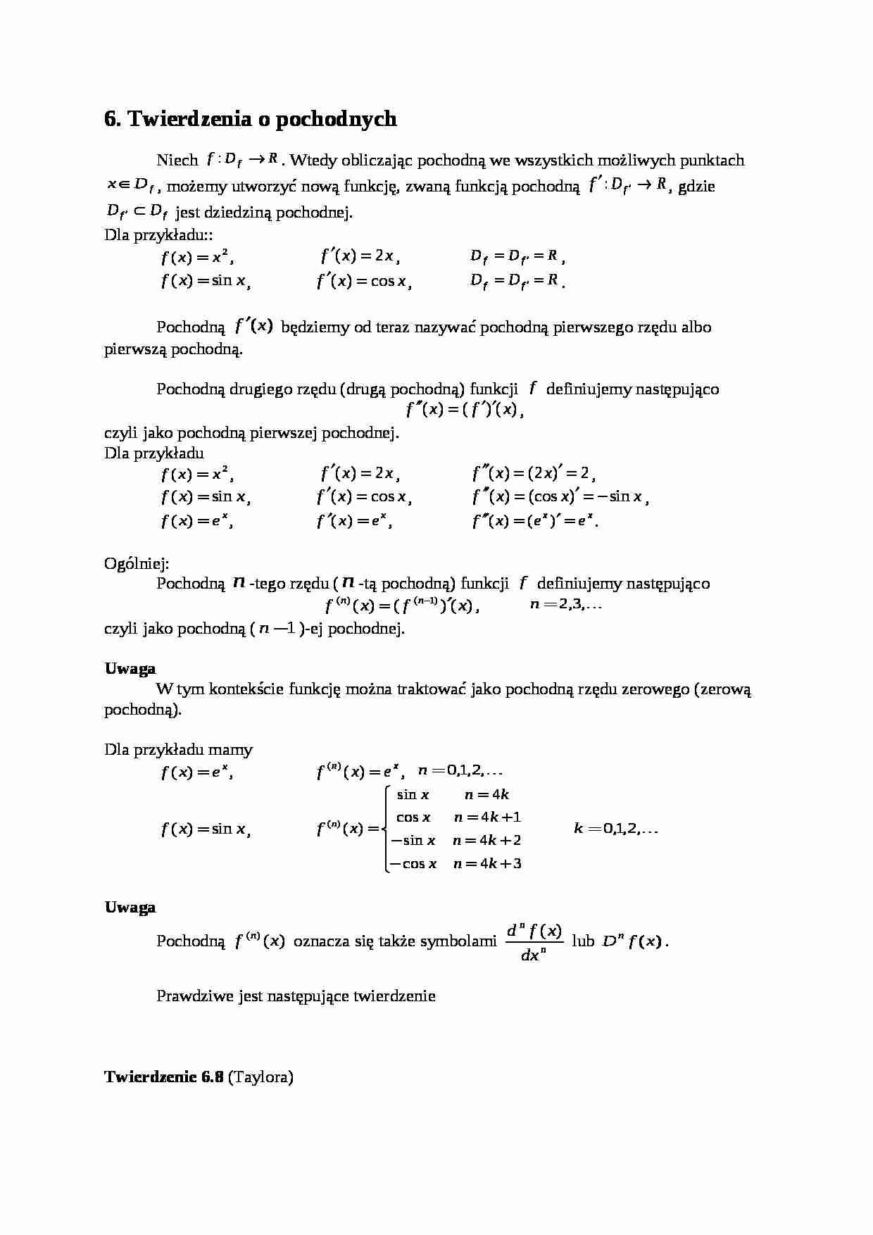Ćwiczenia -  Twierdzenia o pochodnych - Punkt przegięcia - strona 1