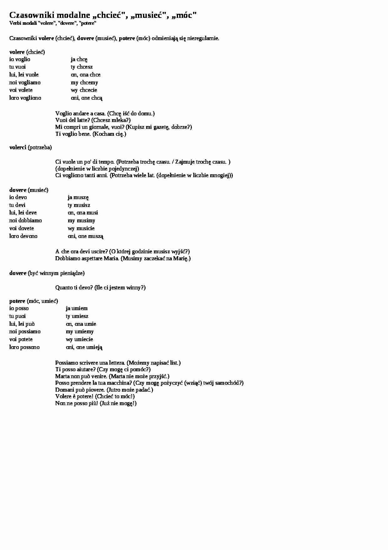 Czasowniki modalne - wykład - strona 1