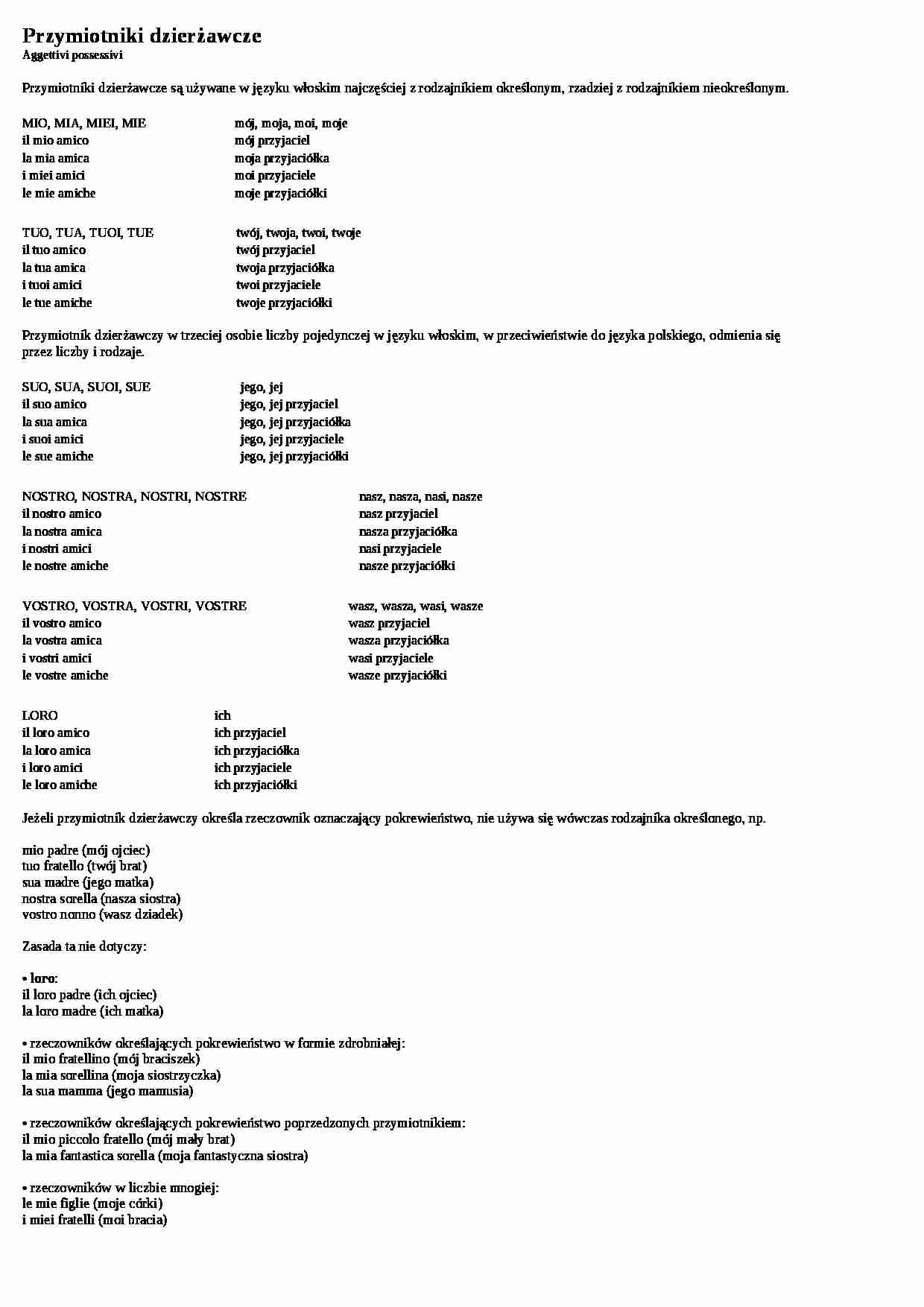 Przymiotniki dzierżawcze - wykład - strona 1