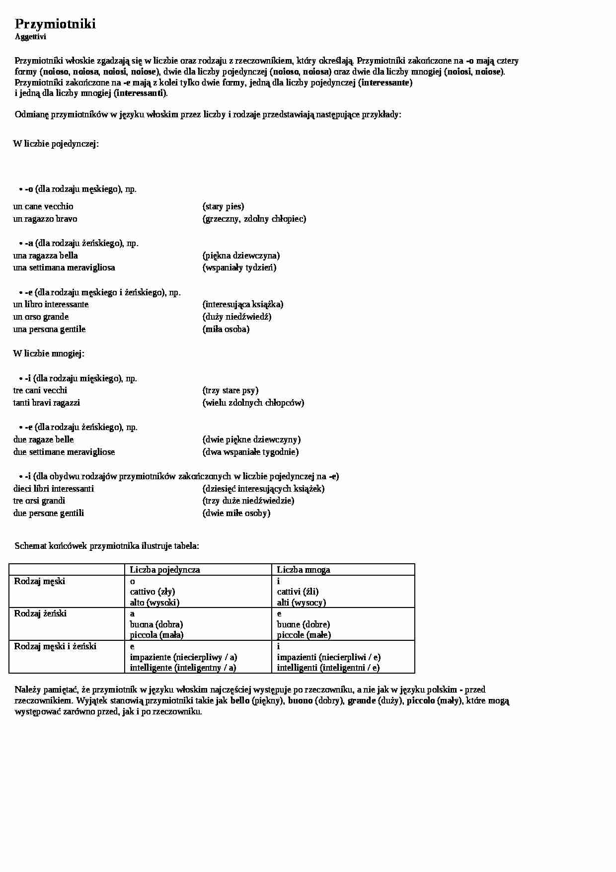 Przymiotniki - wykład - strona 1