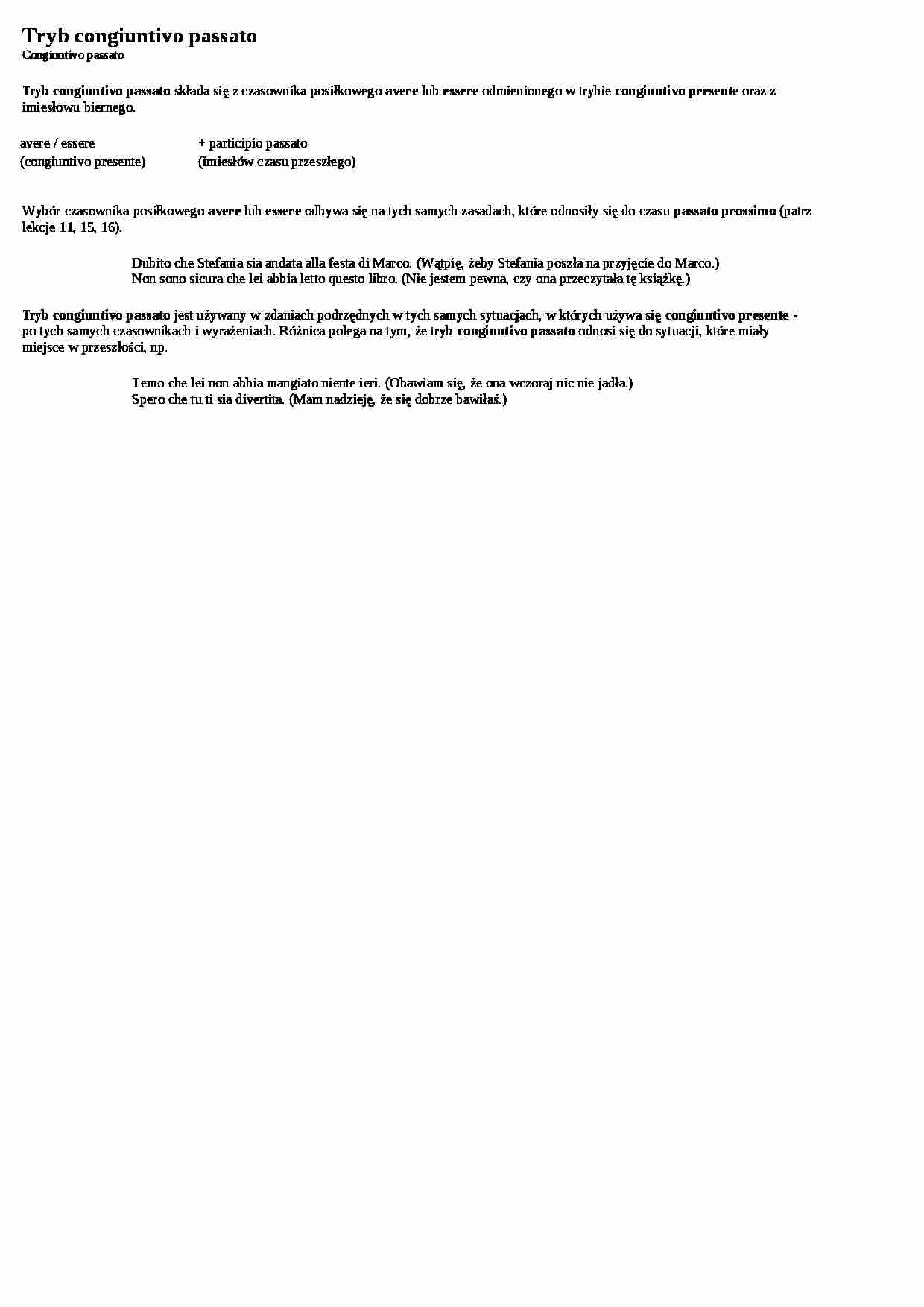 Tryb congiuntivo passato - wykład - strona 1
