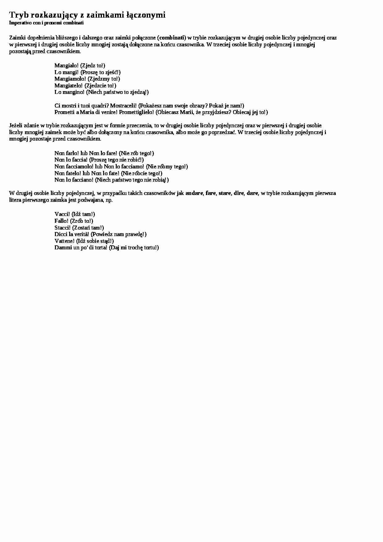 Tryb rozkazujący z zaimkami łączonymi - wykład - strona 1