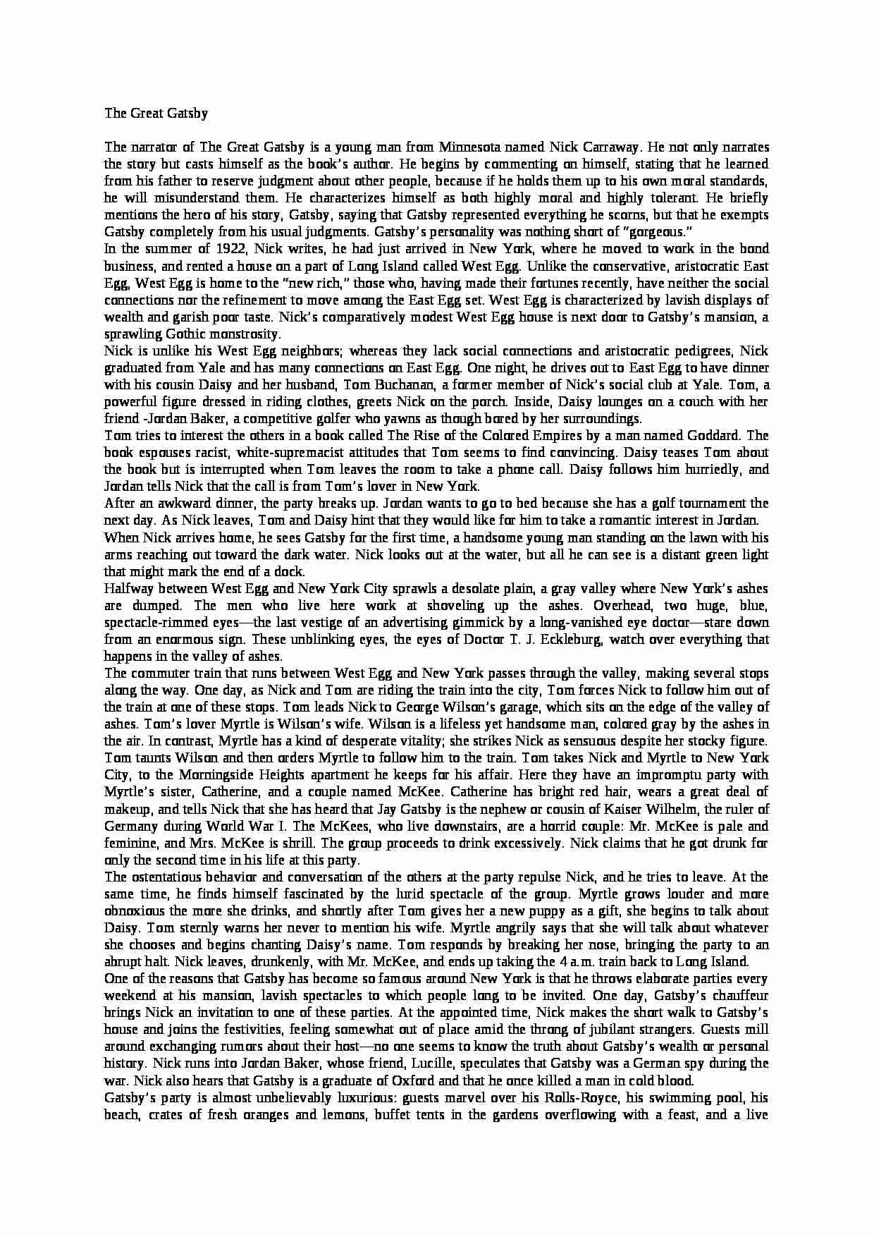 The Great Gatsby - wykład - strona 1