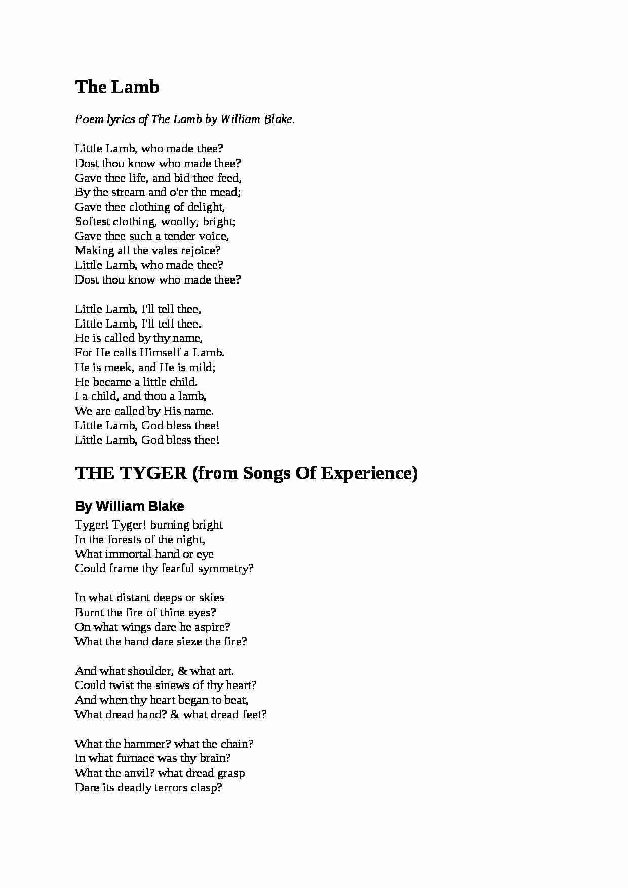 William Blake - wykład - strona 1