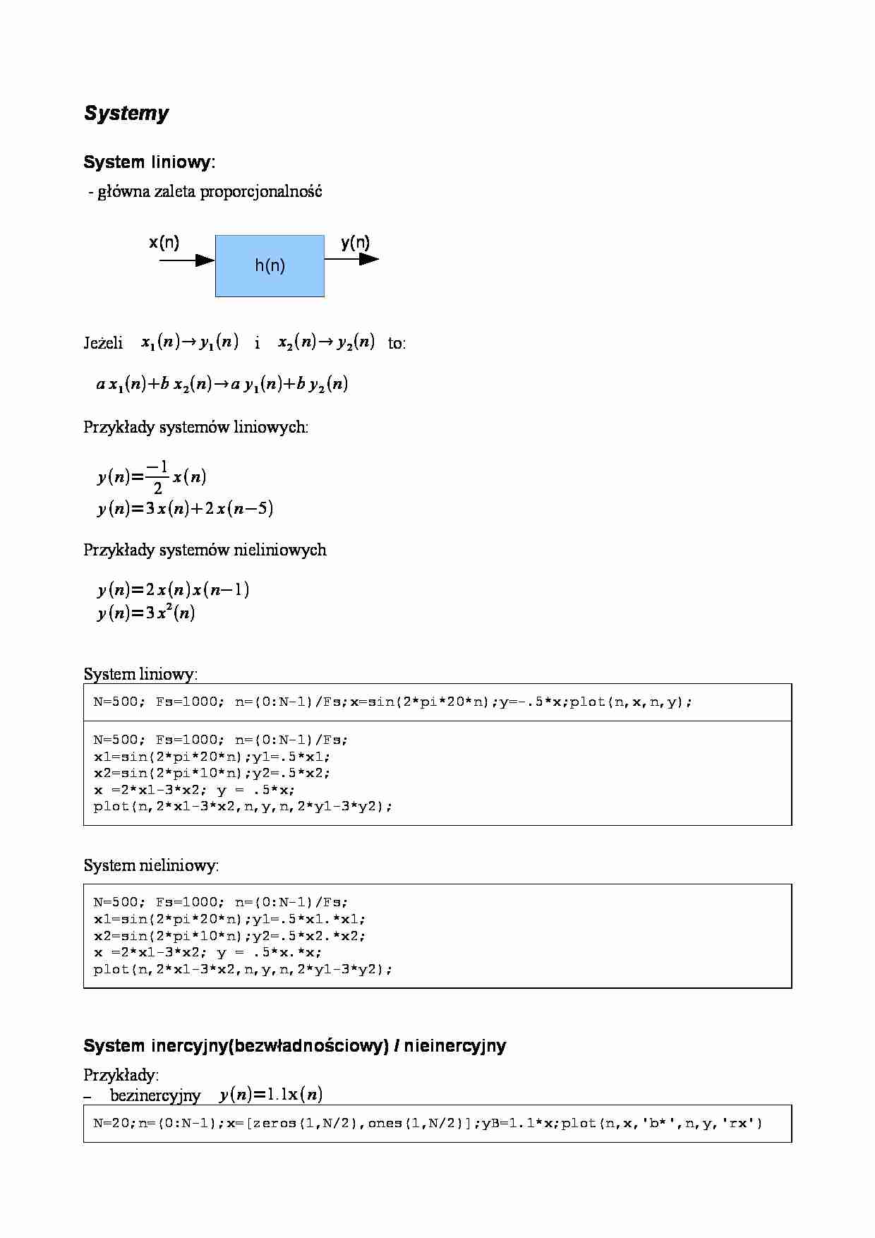 Wykład - System liniowy - strona 1