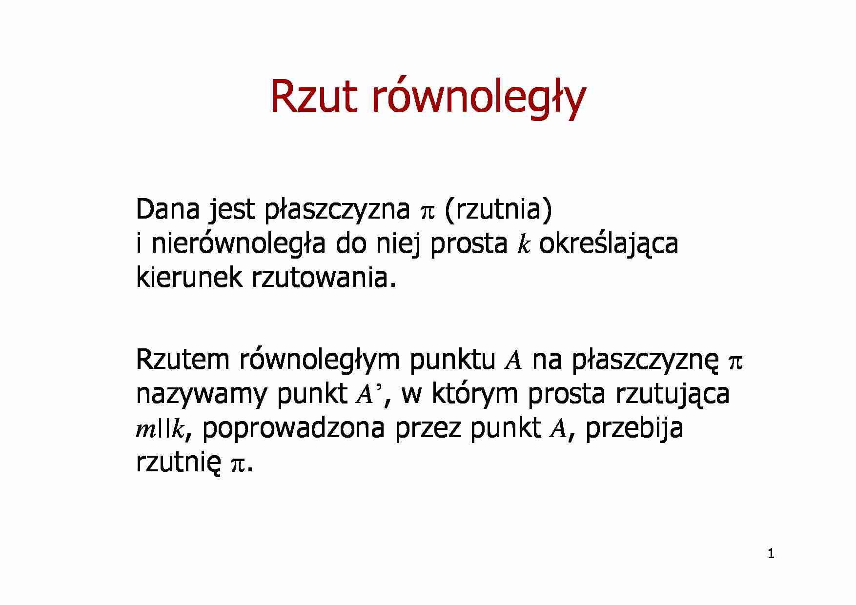 Wykład - Rzut równoległy - strona 1