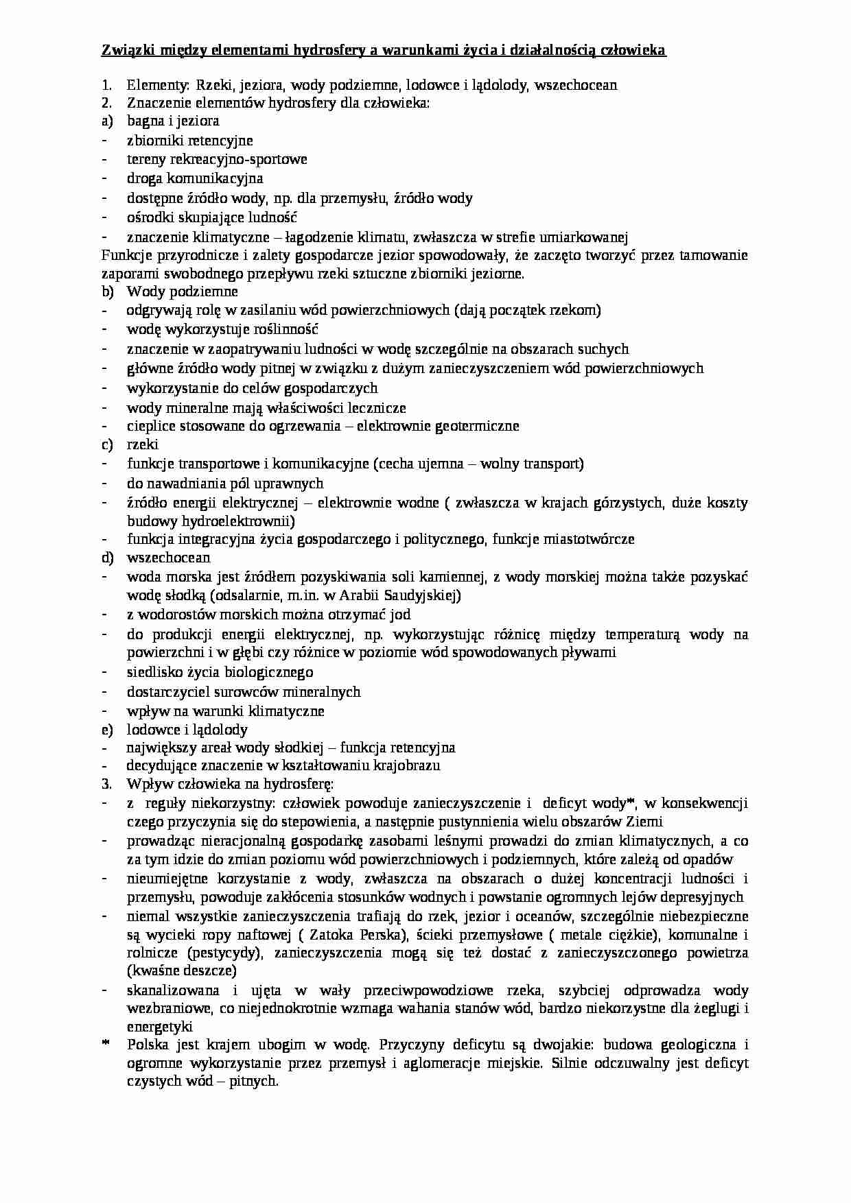 Człowiek a hydrosfera - wykład  - strona 1