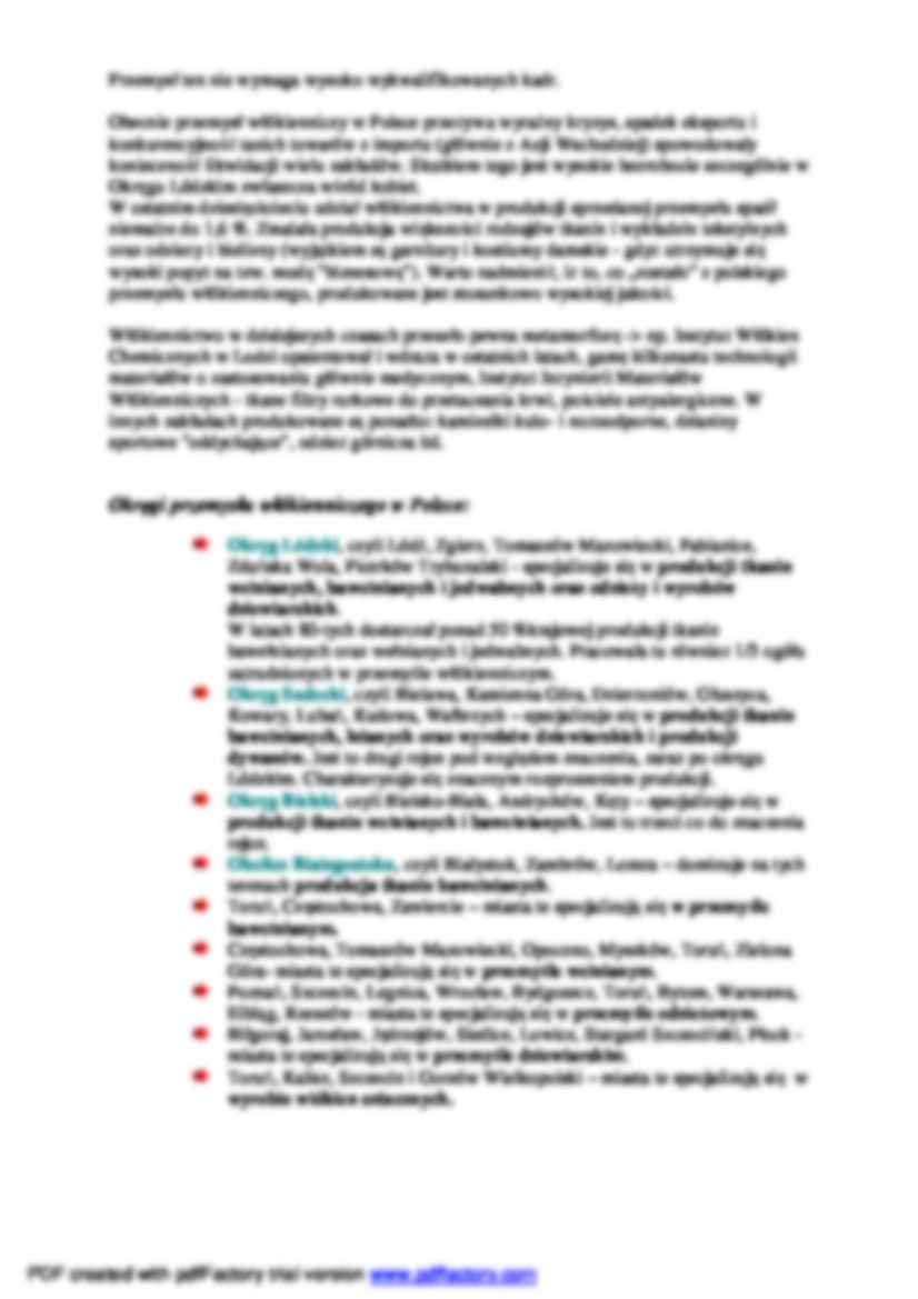 Przemysł lekki w Polsce - przemysł włókienniczy - wykład - strona 2