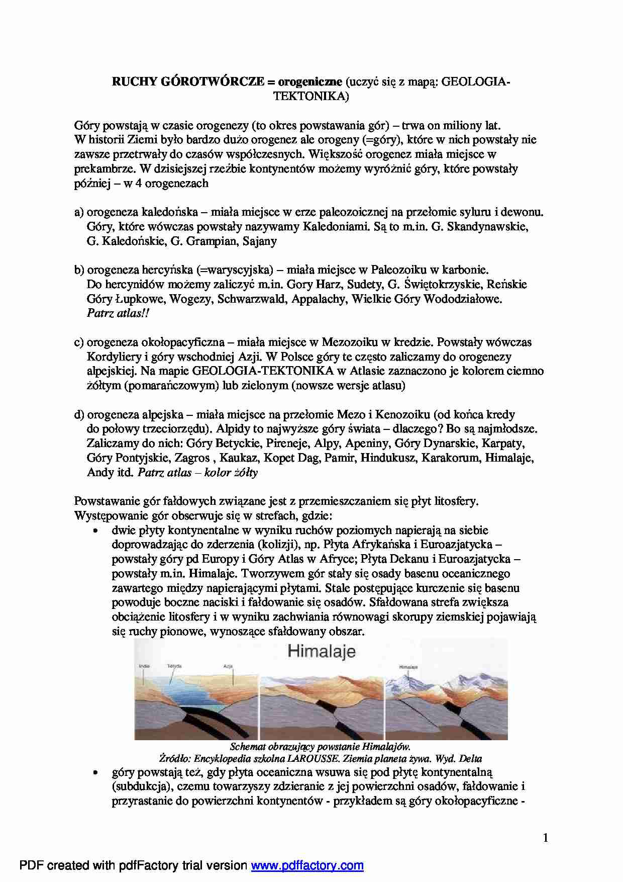 Ruchy górotwórcze - wykład - strona 1