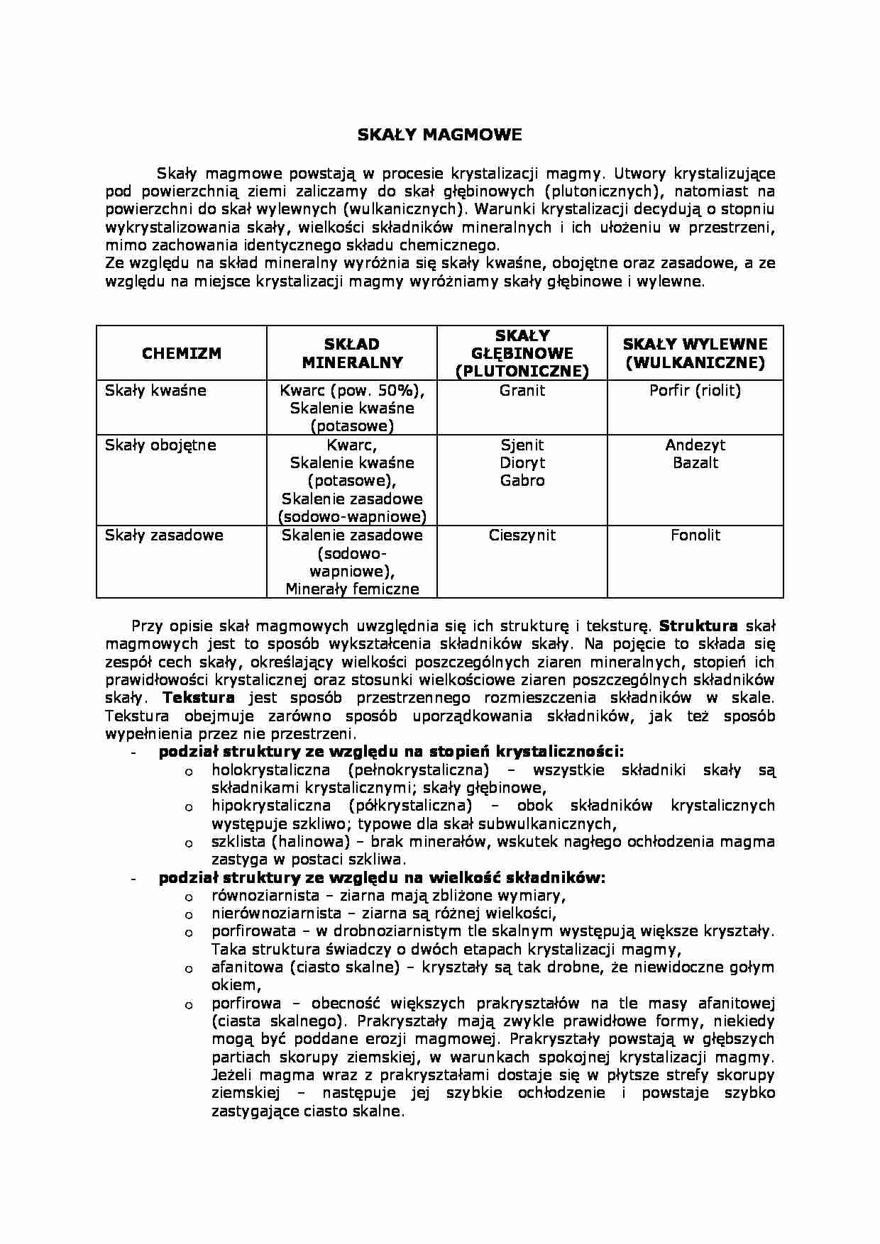 Wykład - skały magmowe - strona 1