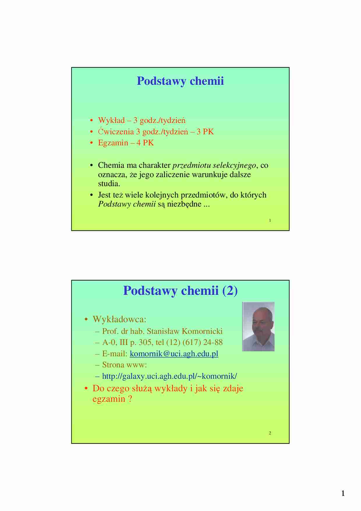 Podstawy chemii - wprowadzenie - strona 1