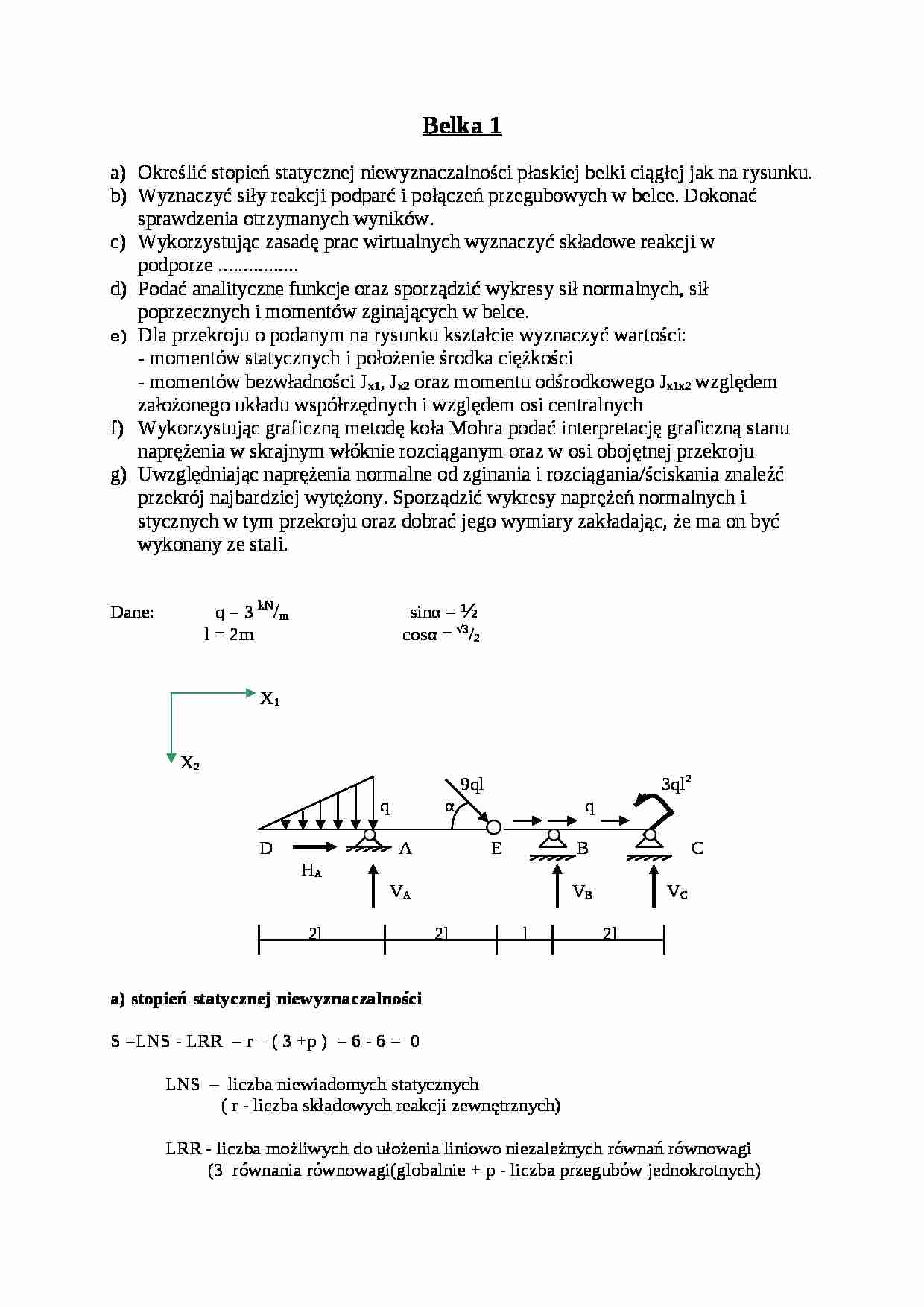 wytrzymałość materiałów i konstrukcji - ćwiczenia 2 - strona 1