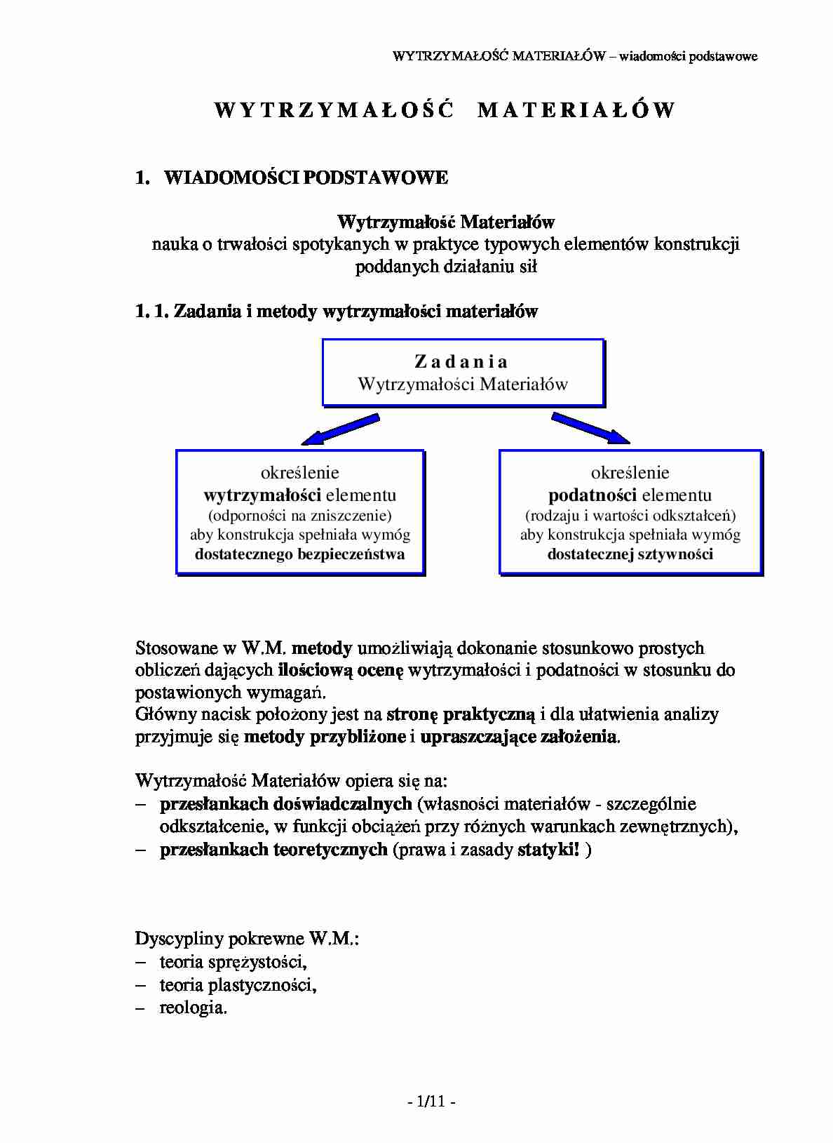 wytrzymałość materiałów i konstrukcji - skrypt 1 - strona 1