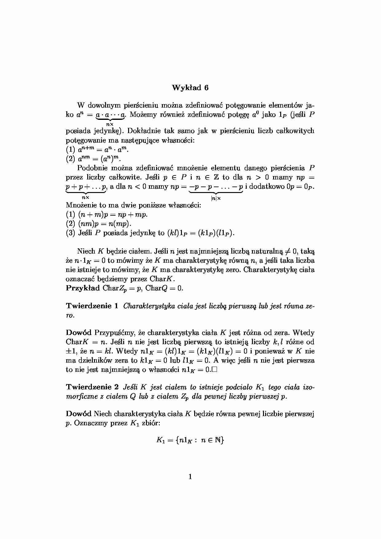 pierścienie - Wykład 6 - strona 1