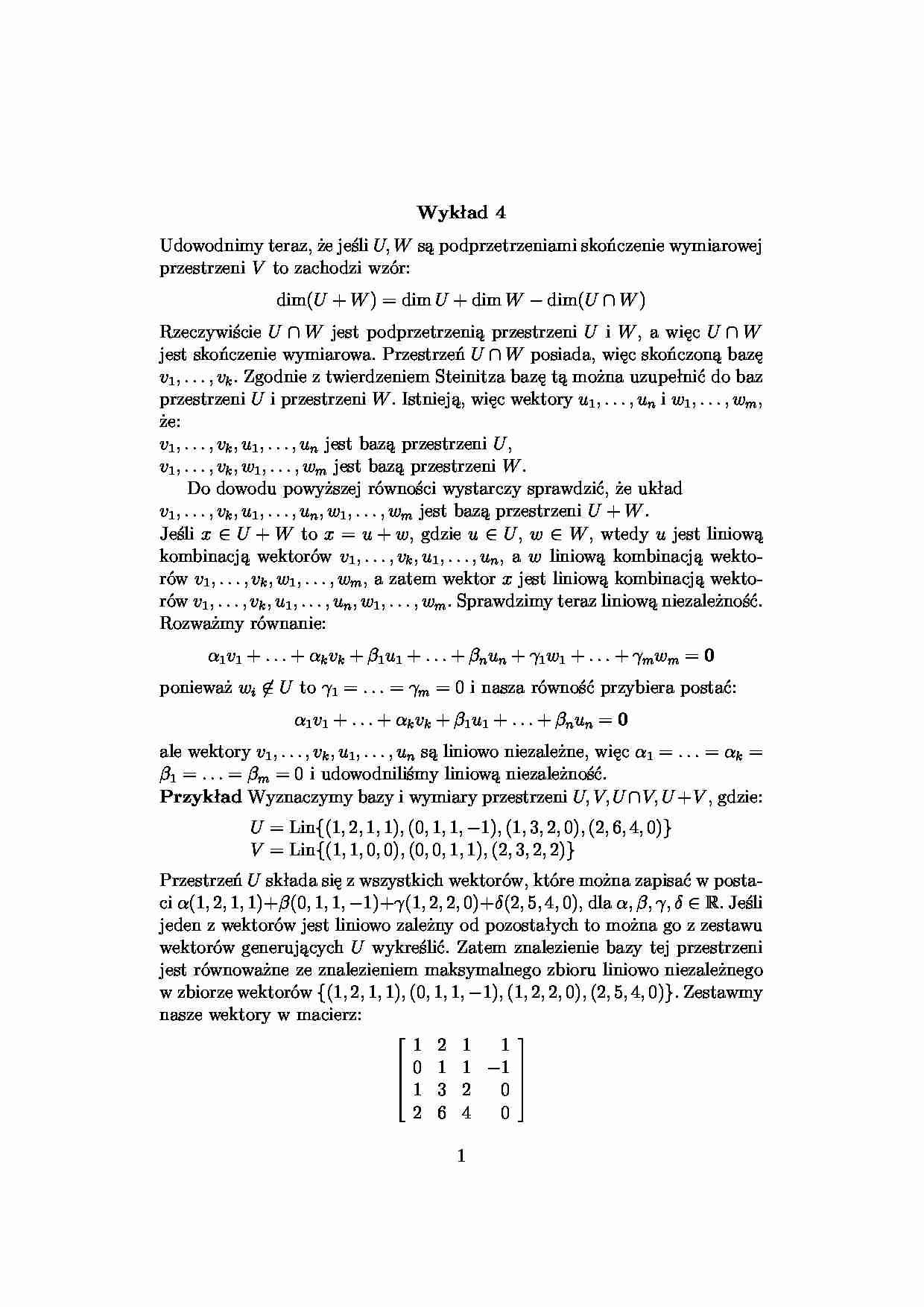 przestrzenie i przekształcenia liniowe - omówienie - strona 1