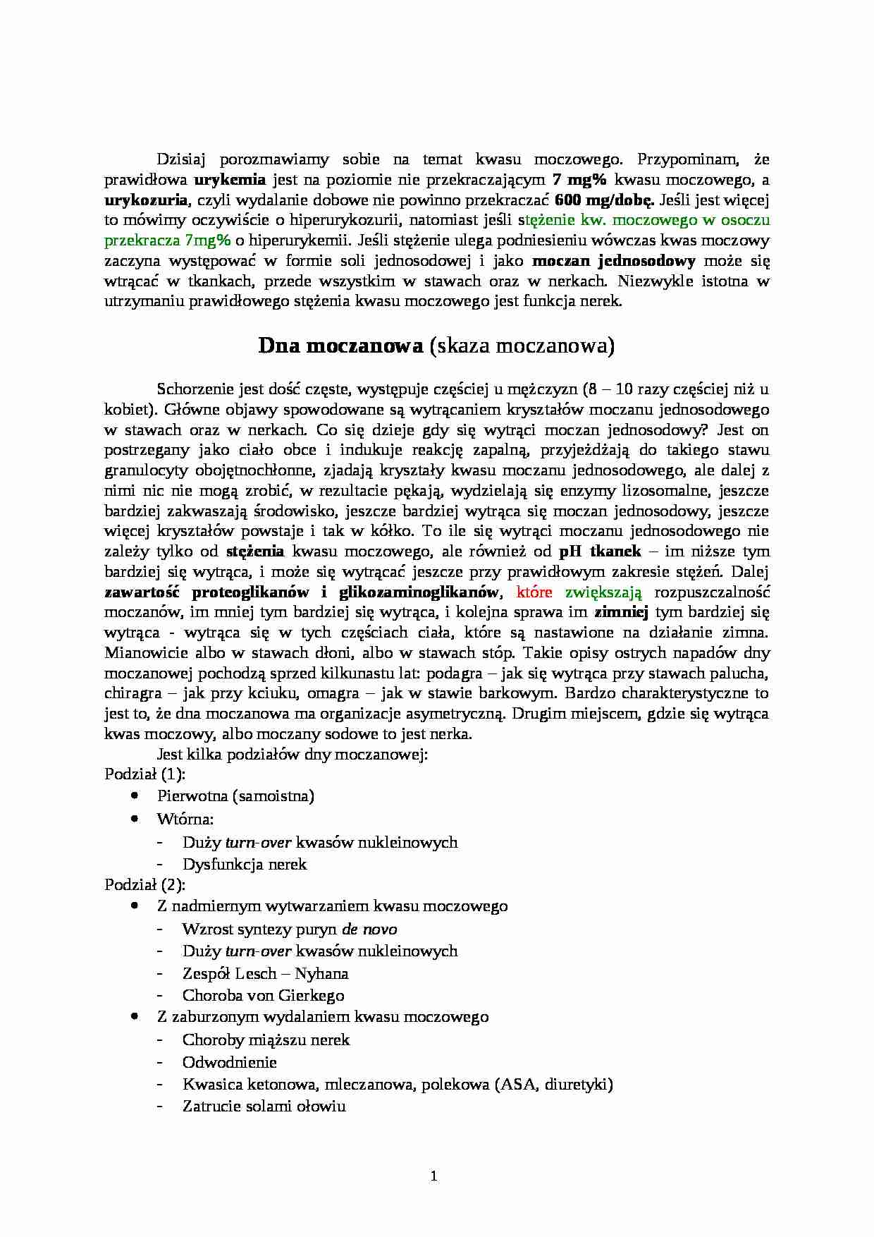 Kwas moczowy - wykład - strona 1