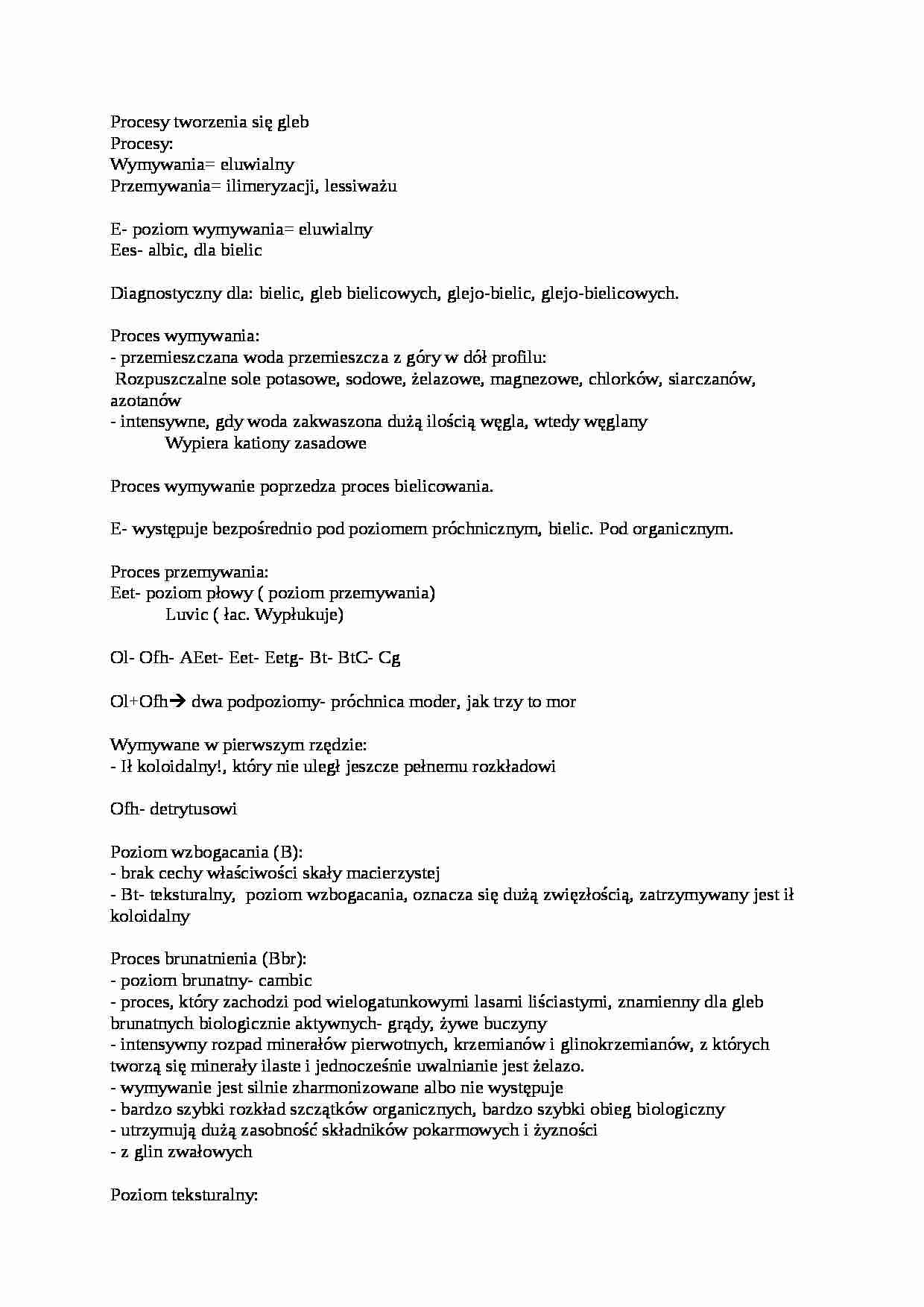 Procesy tworzenia się gleb (Wykład) - strona 1