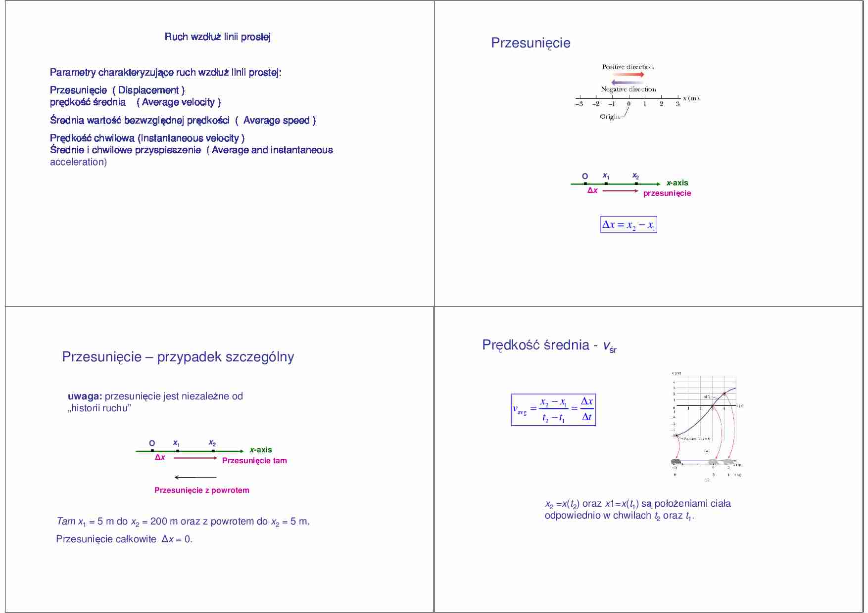 Ruch wzdłuż linii prostej - wykład - strona 1
