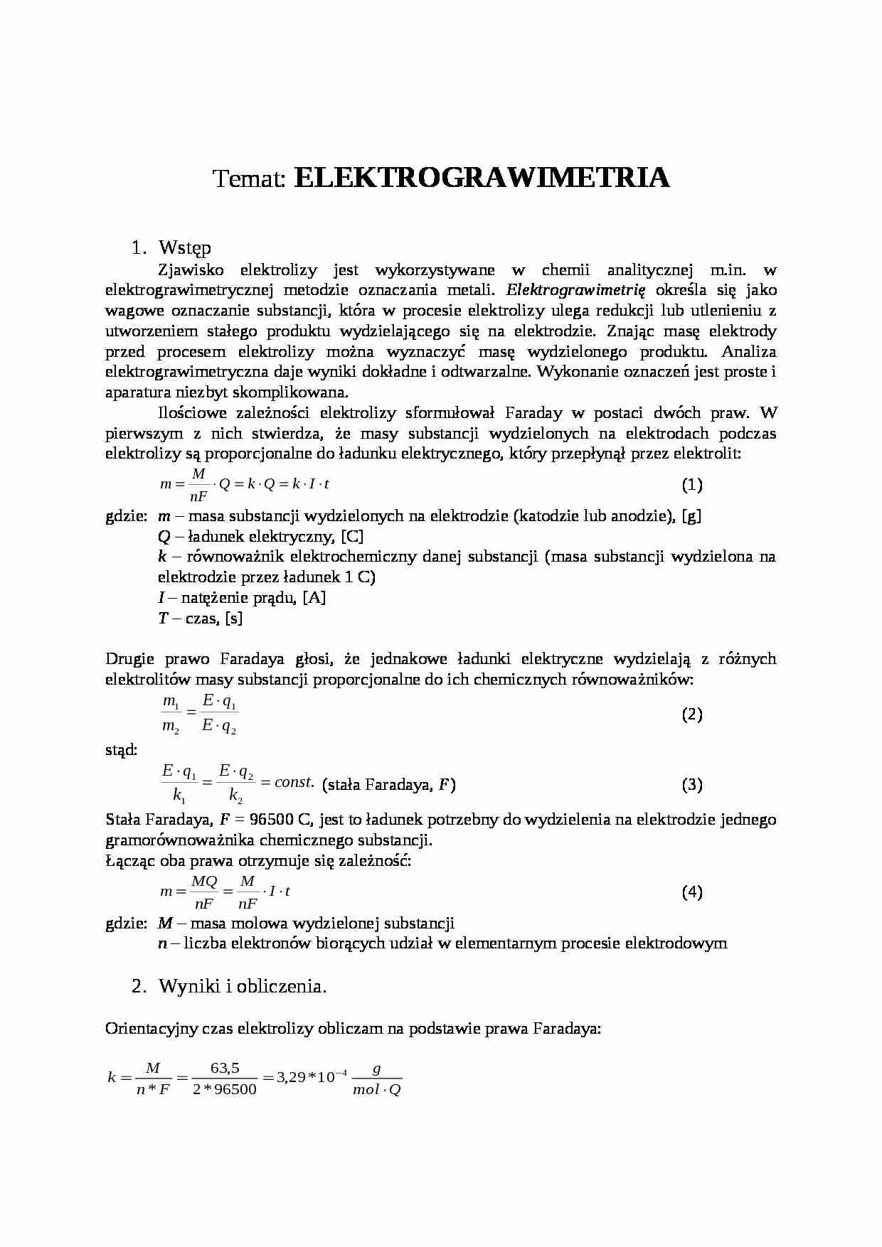Elektrograwimetria - wykład - strona 1