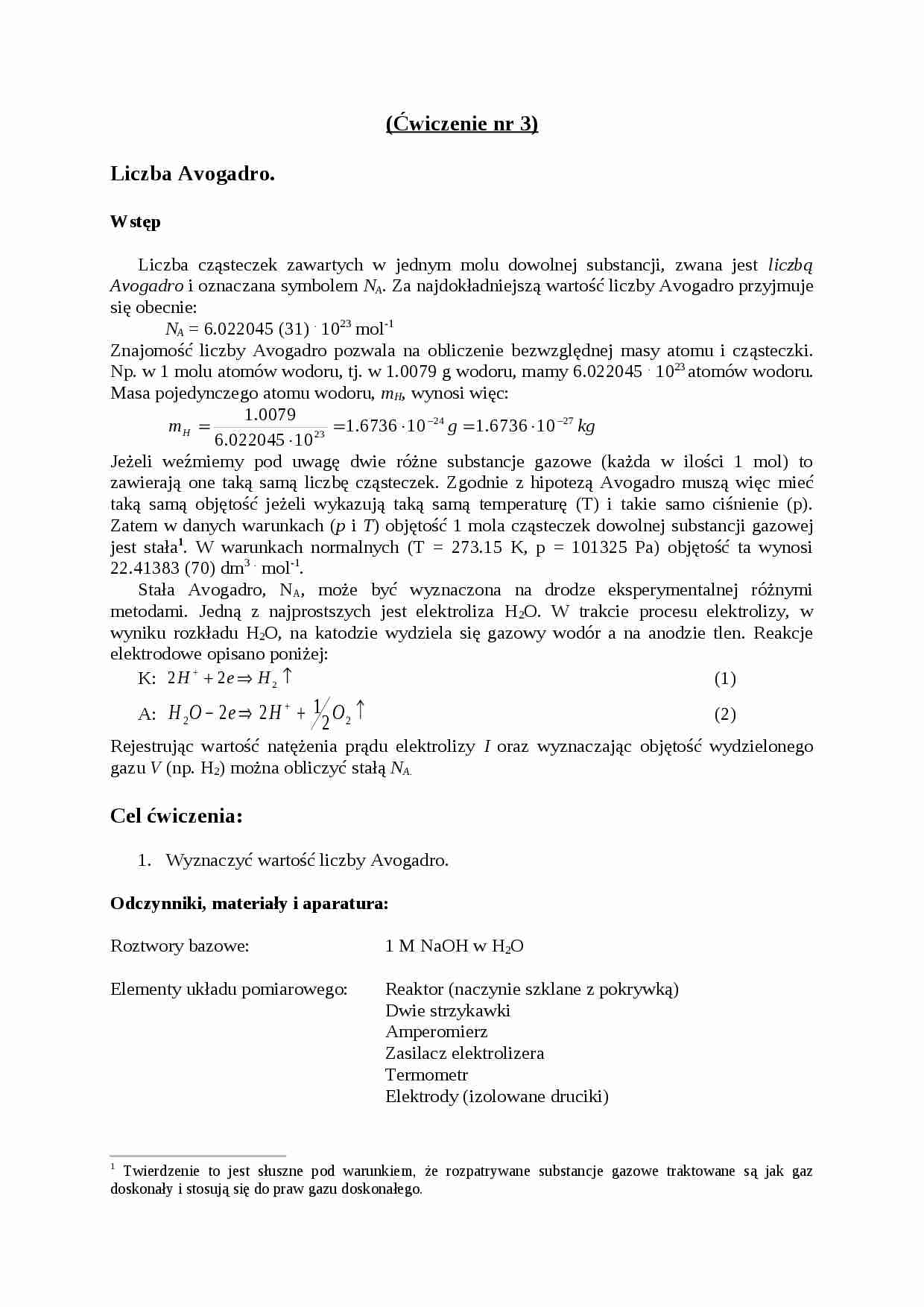 Liczba Avogadro - omówienie - strona 1