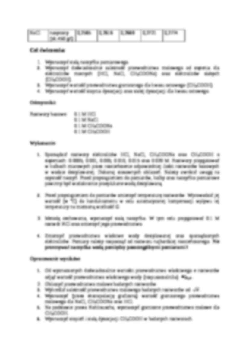 Przewodnictwo elektrolitów - ćwiczenie - strona 3