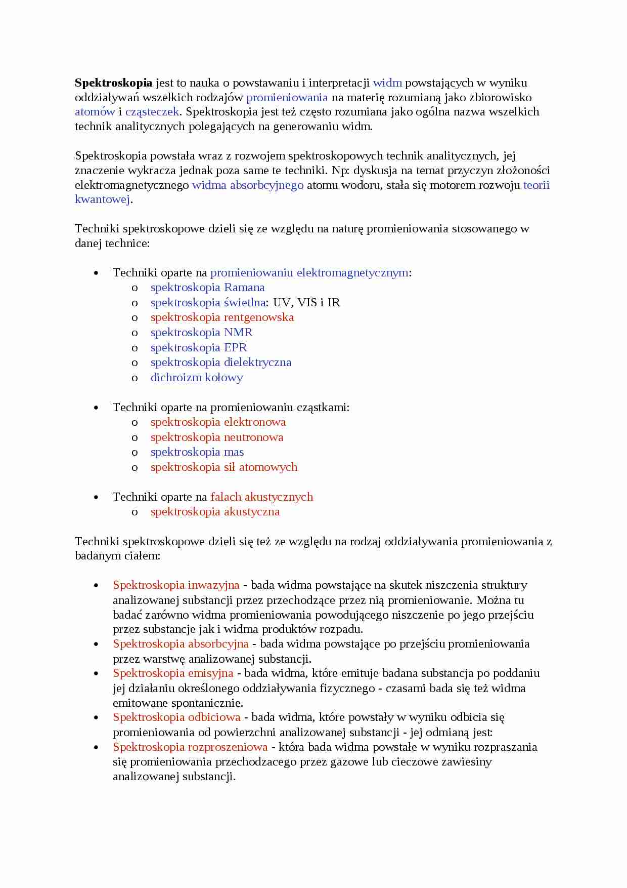 Spektroskopia - omówienie - strona 1