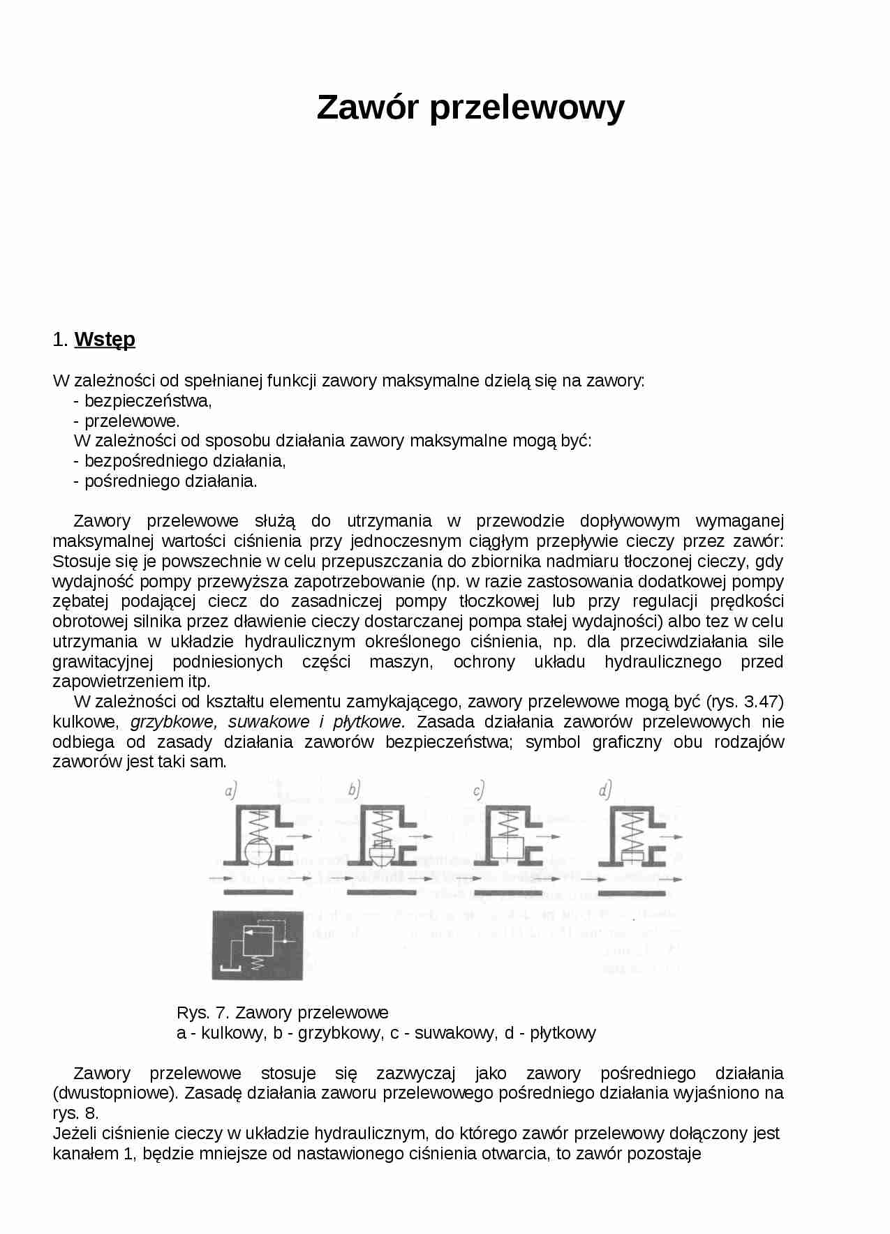Zawór przelewowy - omówienie - strona 1