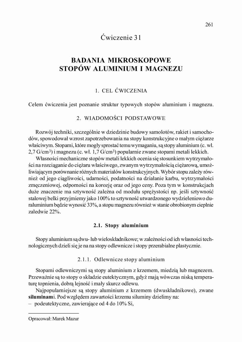 badania mikroskopowe stopów aluminium i magnezu - omówienie - strona 1