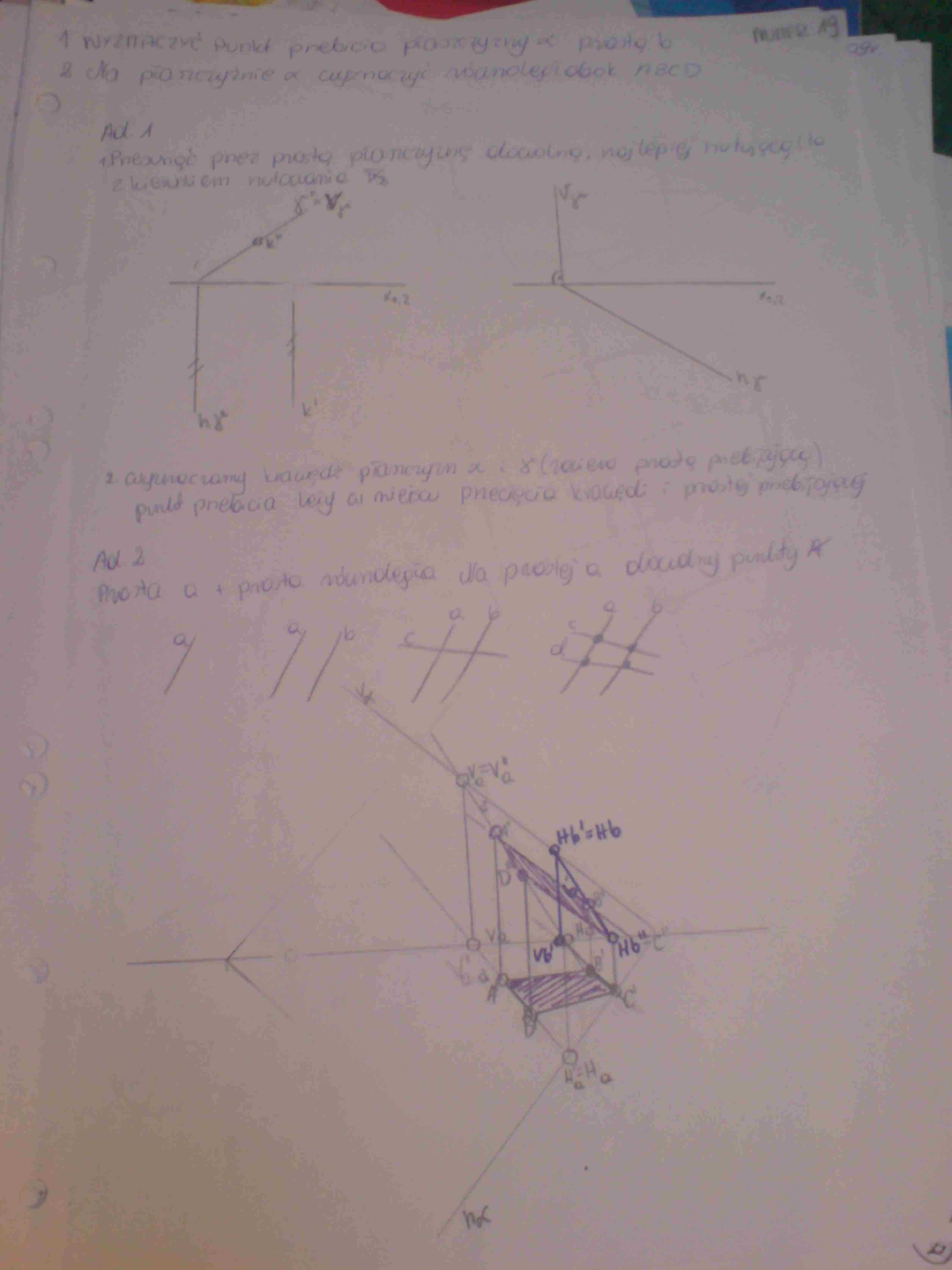 Punkt przebicia płaszczyzny i równoległobok, ĆWICZENIA - strona 1