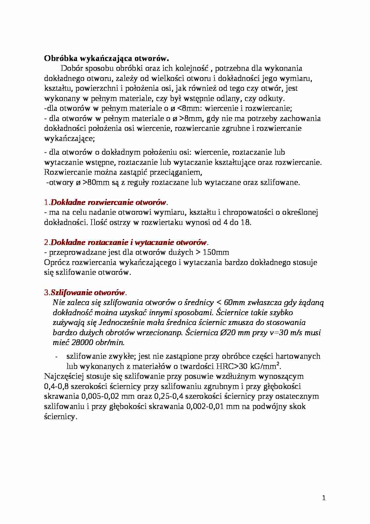 Obróbka wykańczająca otworów - strona 1