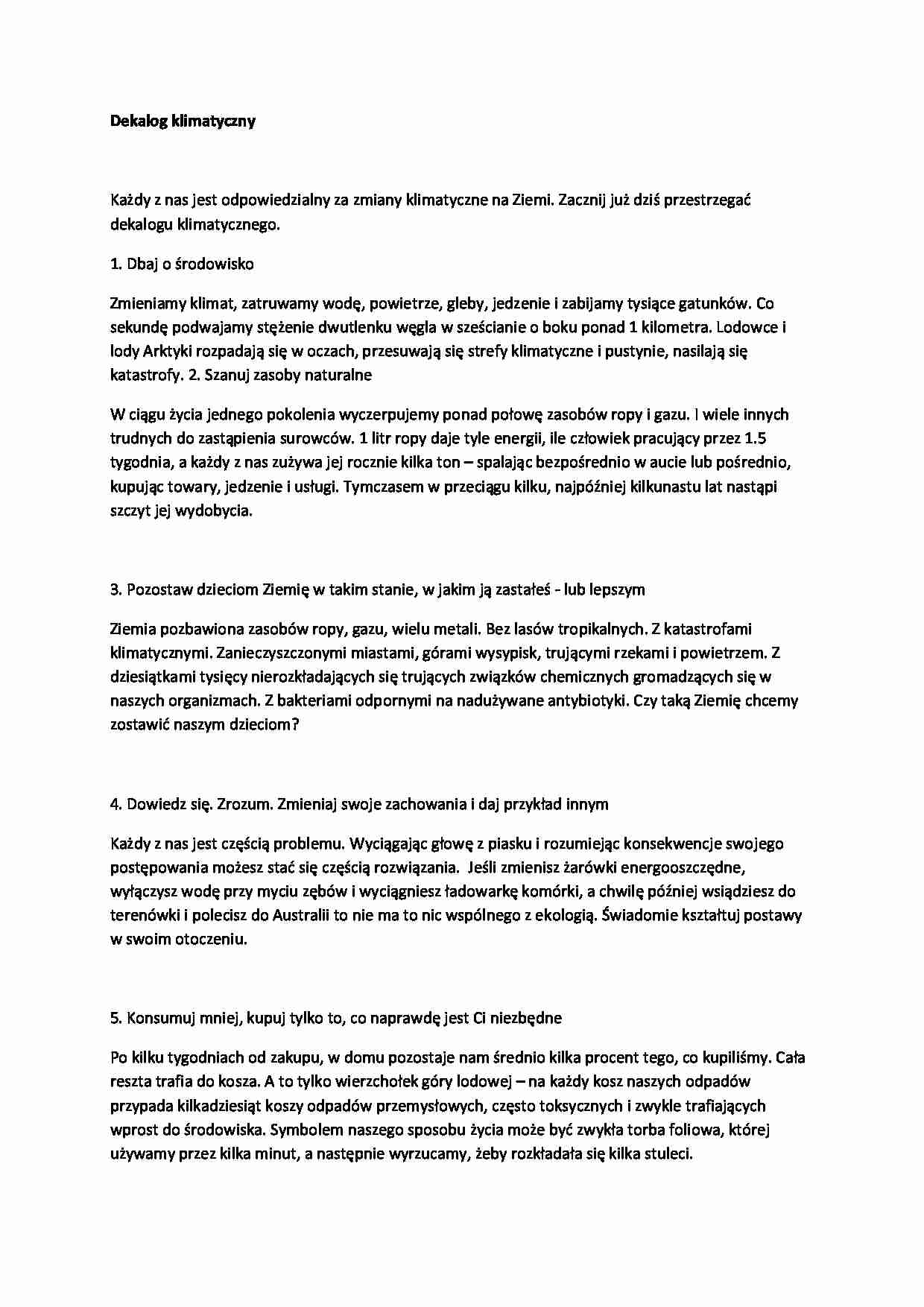 Dekalog klimatyczny - strona 1