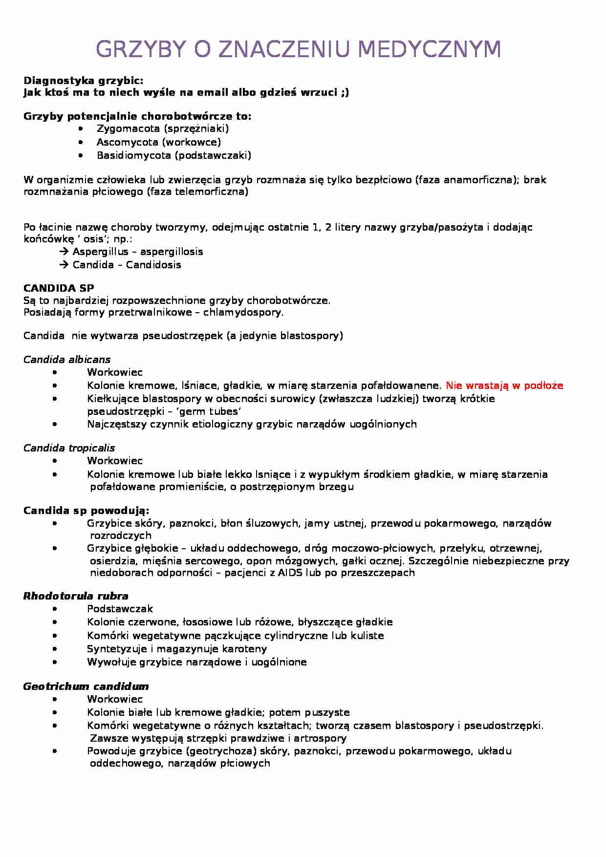Grzyby o znaczeniu medycznym - Jama ustna - strona 1