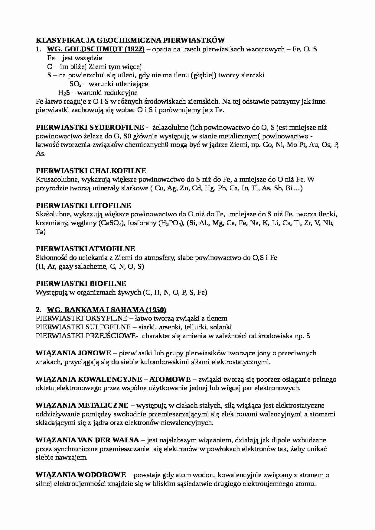 Klasyfikacja geochemiczna pierwiastków - Kaolinit - strona 1