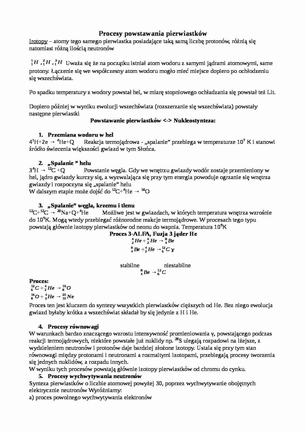 Procesy powstawania pierwiastków - Krzemiany - strona 1