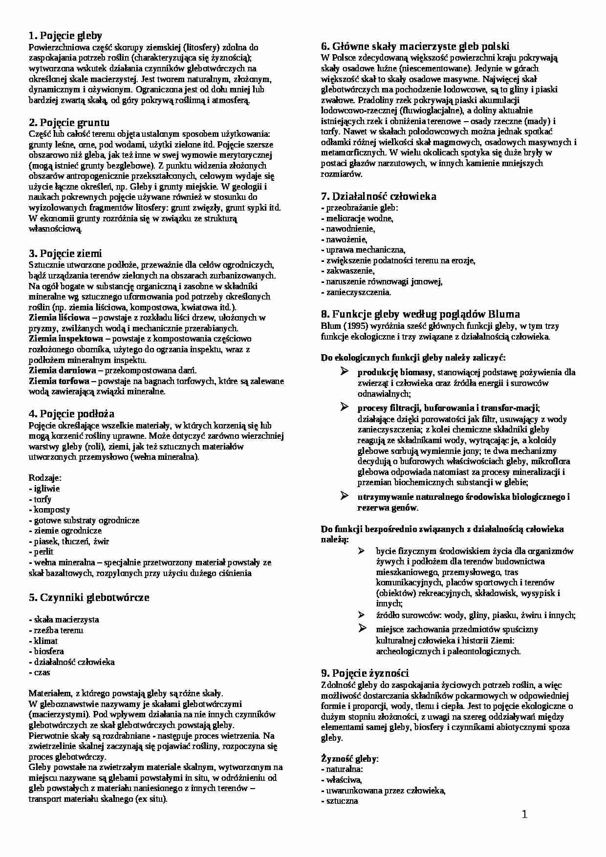 Gleby i ochrona gleb - omówienie - strona 1