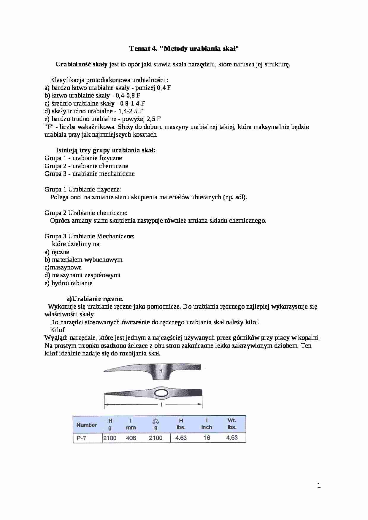 Metody urabiania skał - omówienie - strona 1