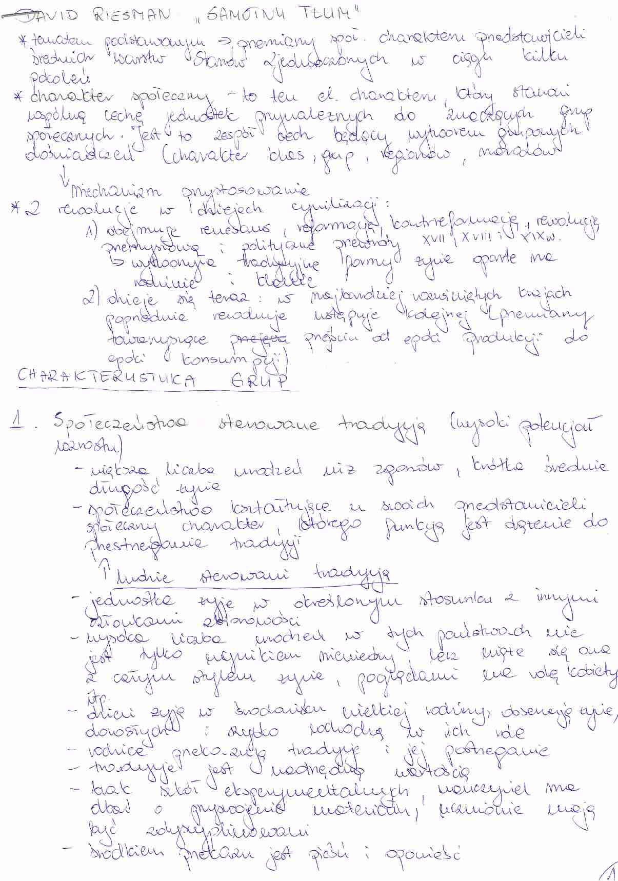 David Riesman, wykład z wiedzy o kulturze - strona 1