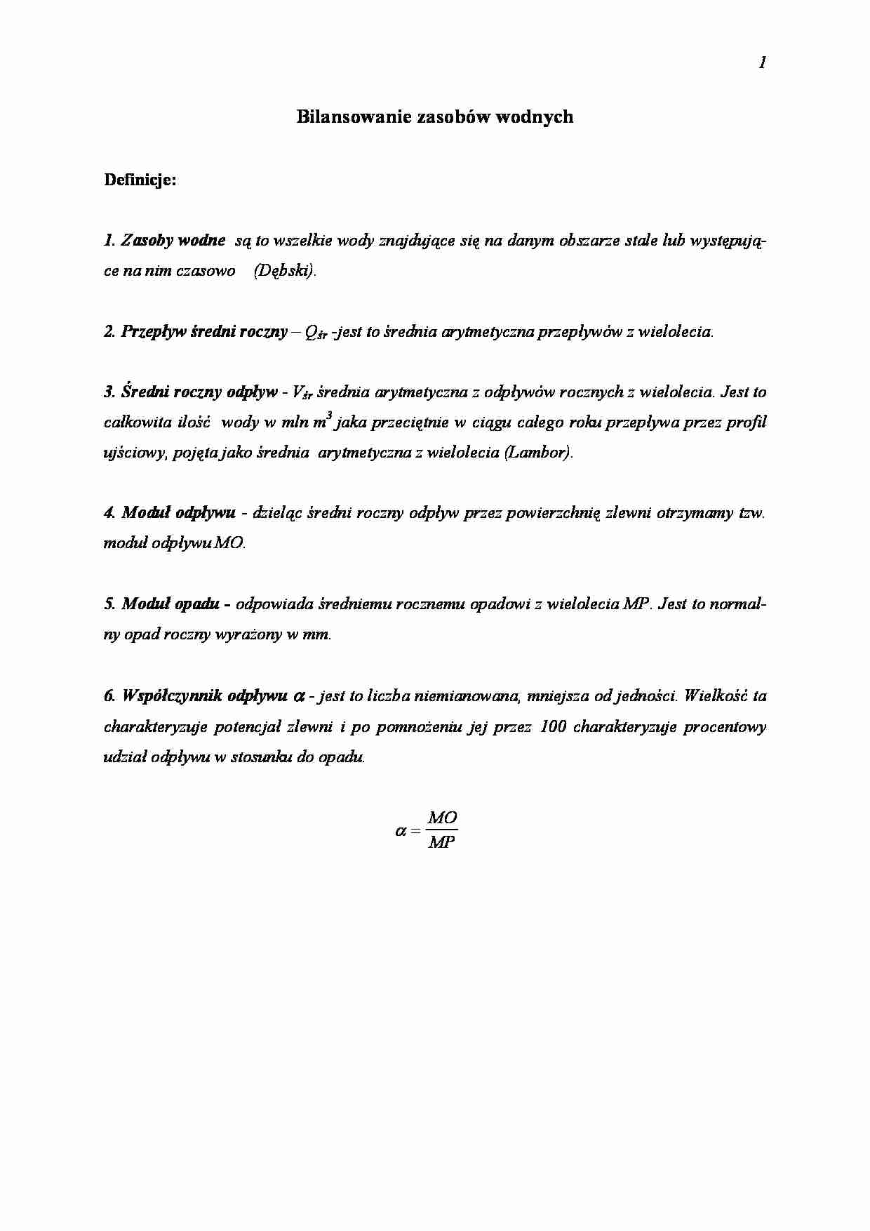 Bilansowanie wodne - Opad atmosferyczny - strona 1