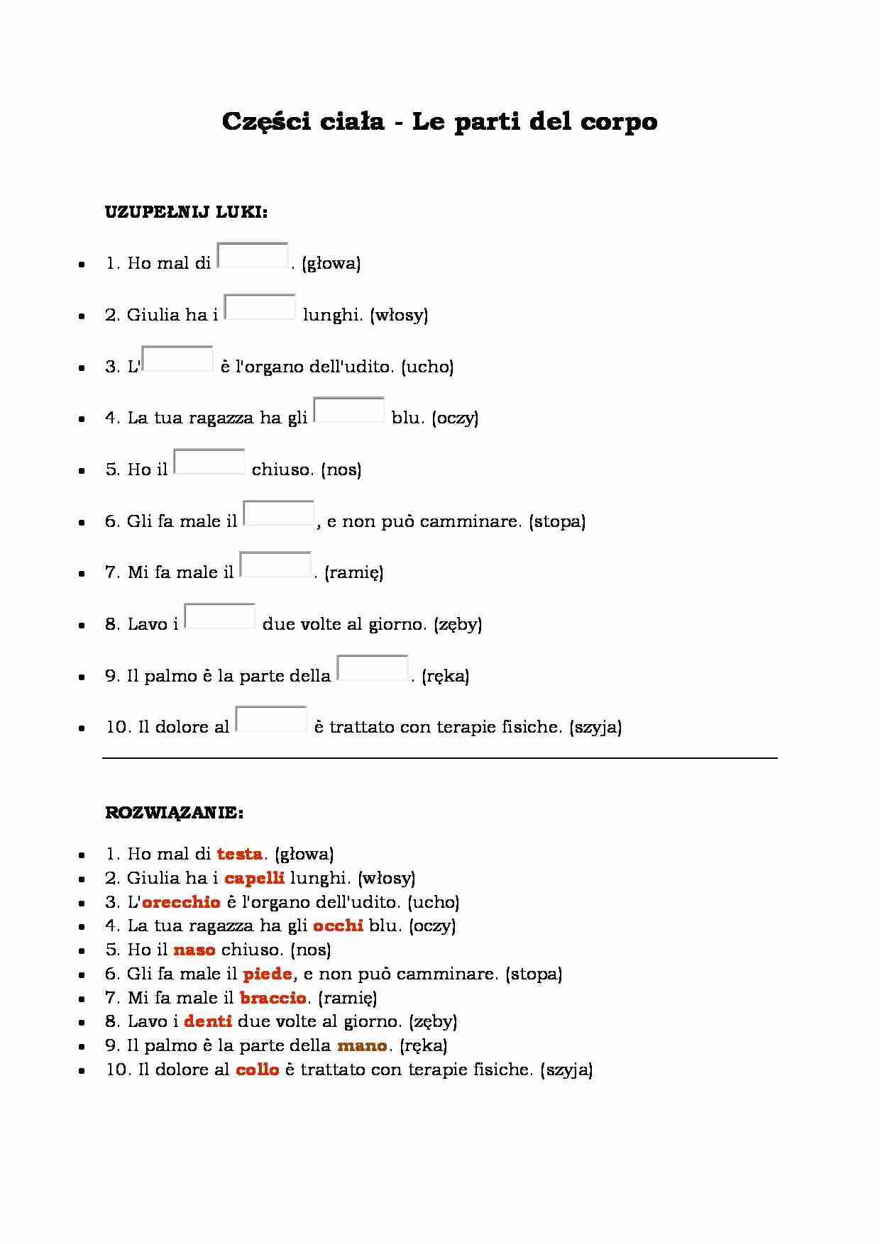 Części ciała - strona 1